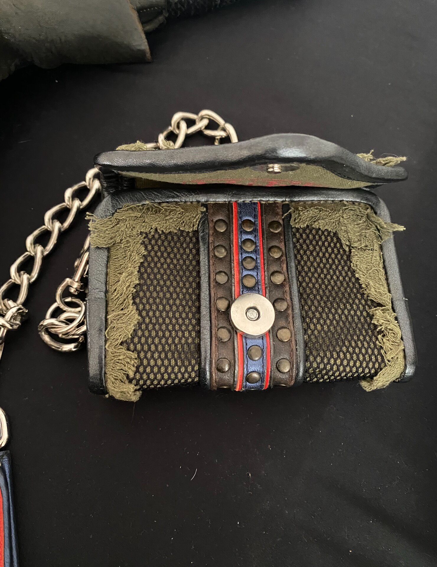 Kmrii Wallet with Silver Chain & Studs — front