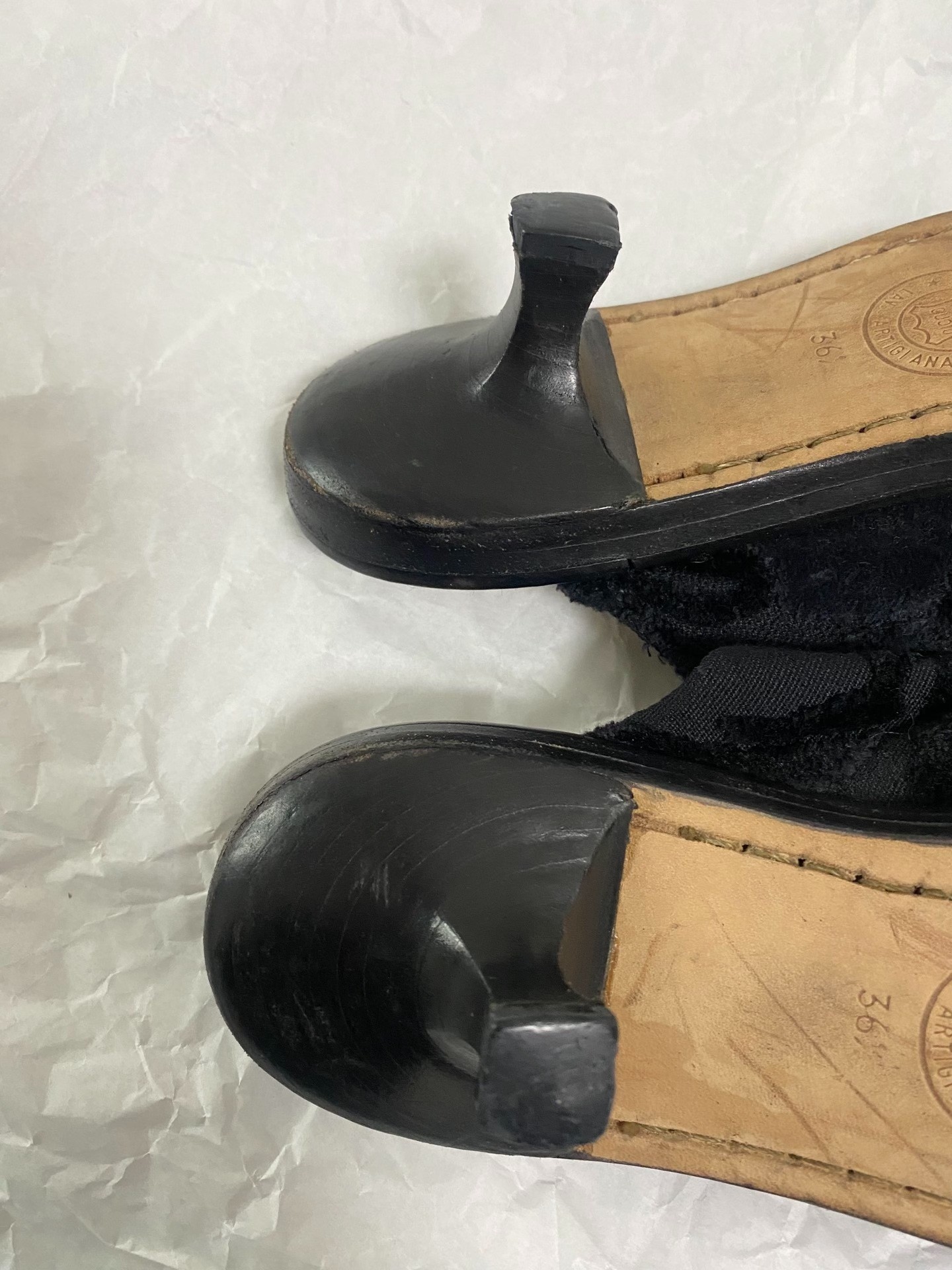 Ann Demeulemeester Black Mule Heels — back