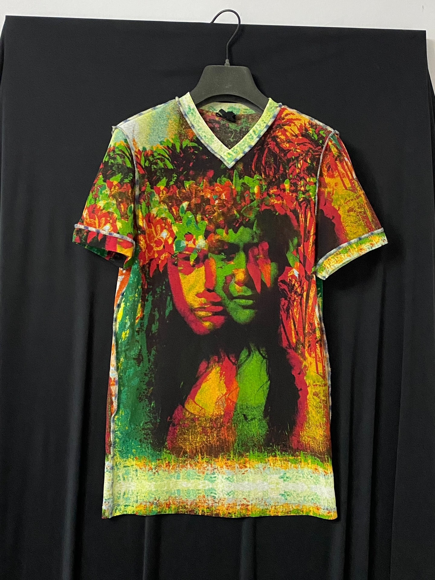 Jean Paul Gaultier Portrait Mesh Short-Sleeve Top