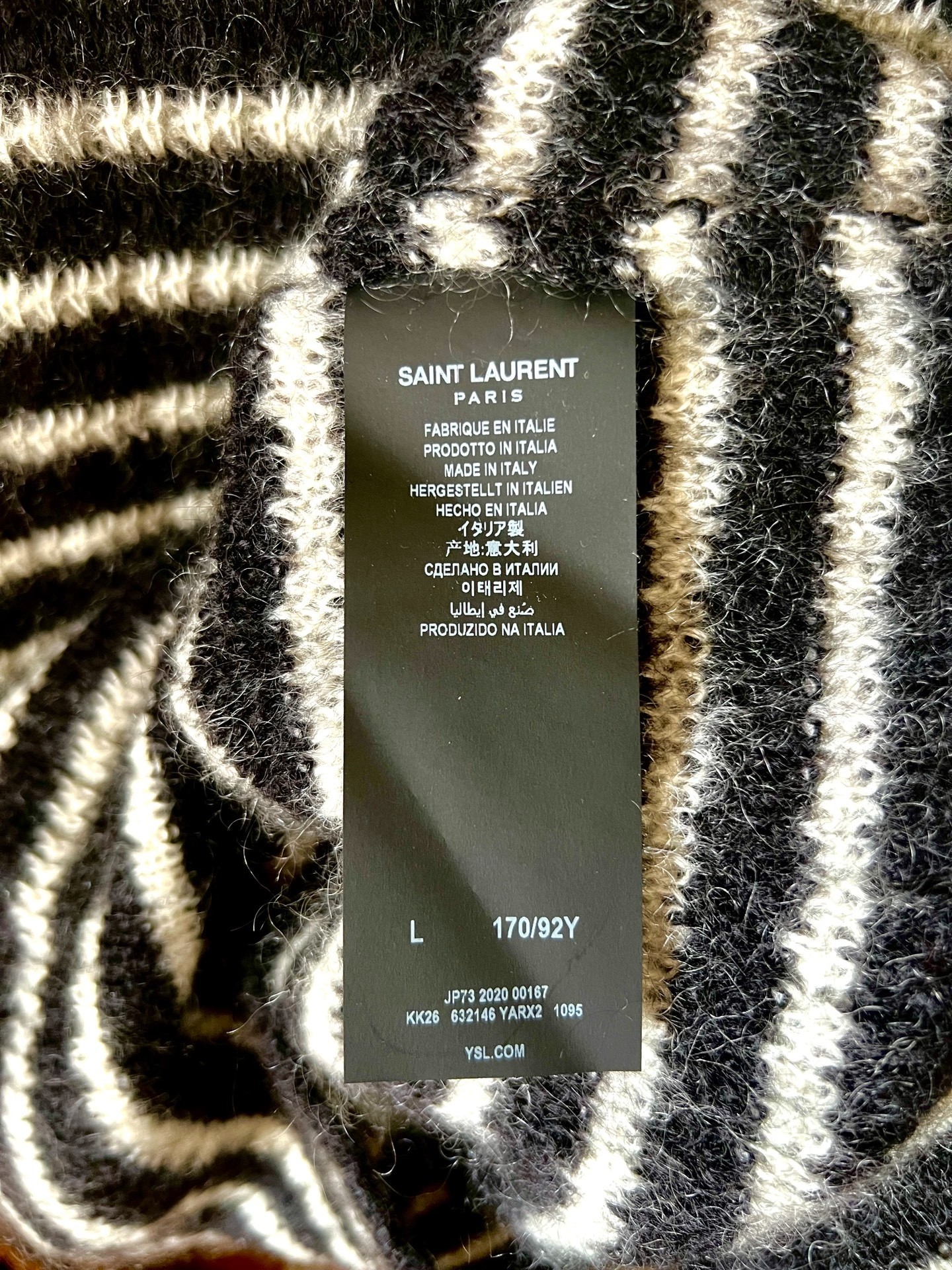 Saint Laurent Striped Mohair Turtleneck — label
