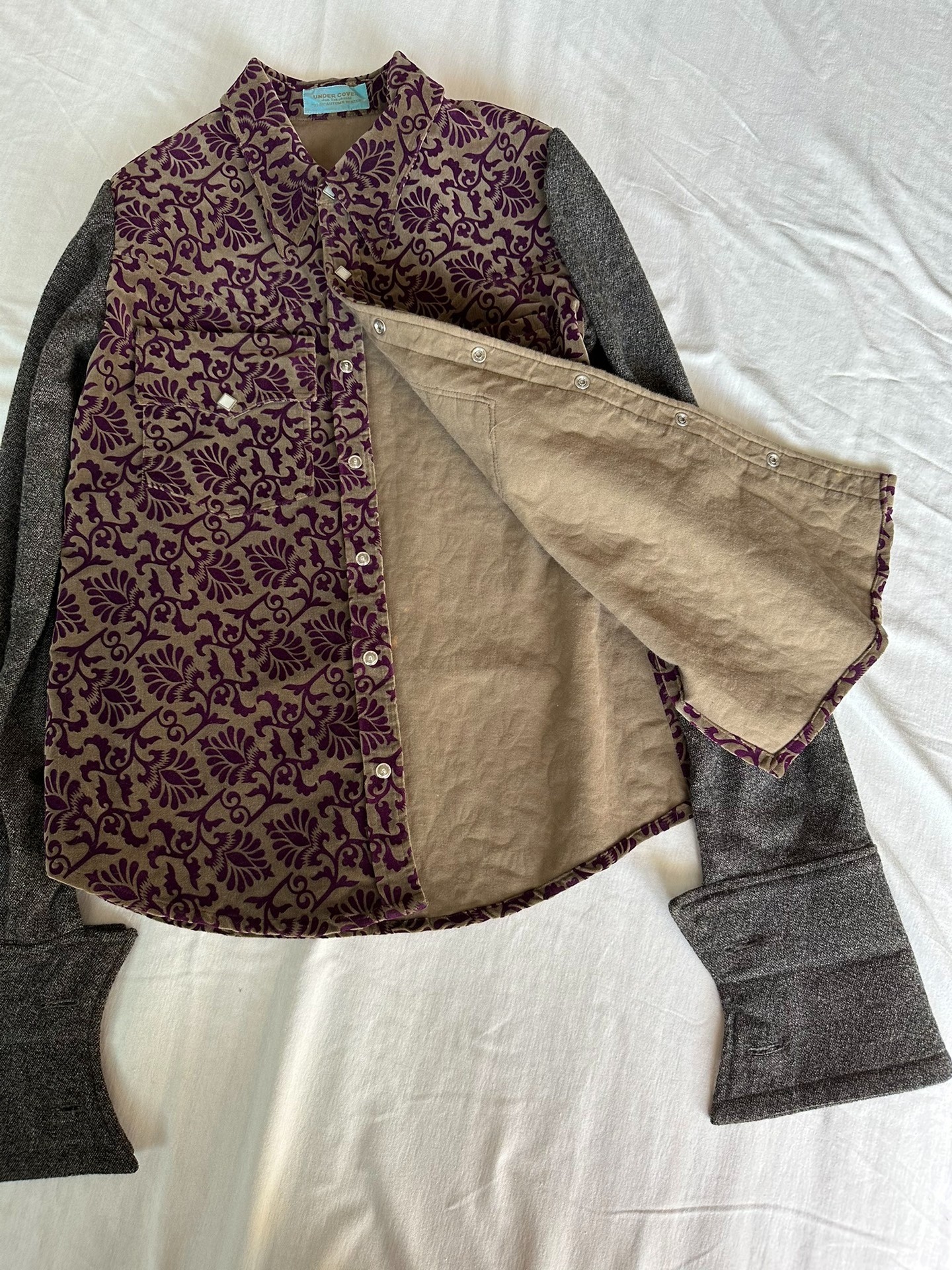 Undercover 1997 Leaf Period Velvet Shirt — label