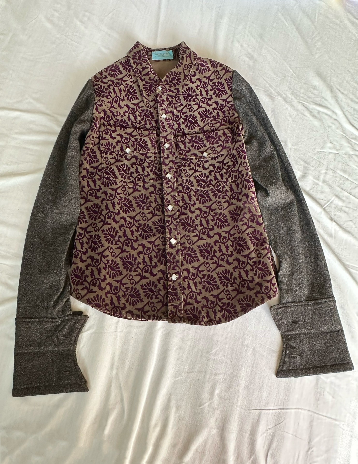 Undercover 1997 Leaf Period Velvet Shirt — detail