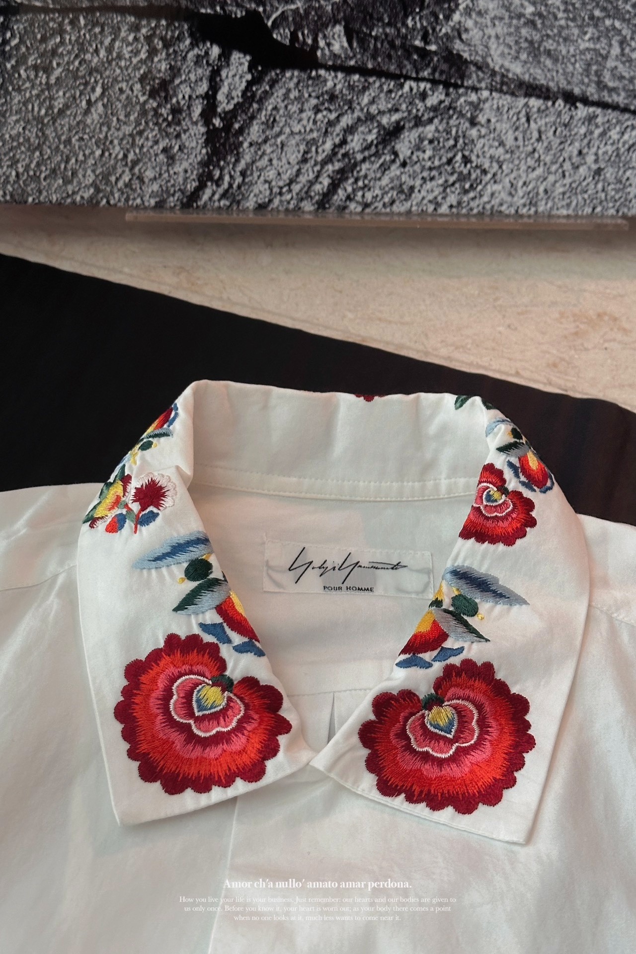 Yohji Yamamoto 15ss Floral Embroidery Shirt — detail