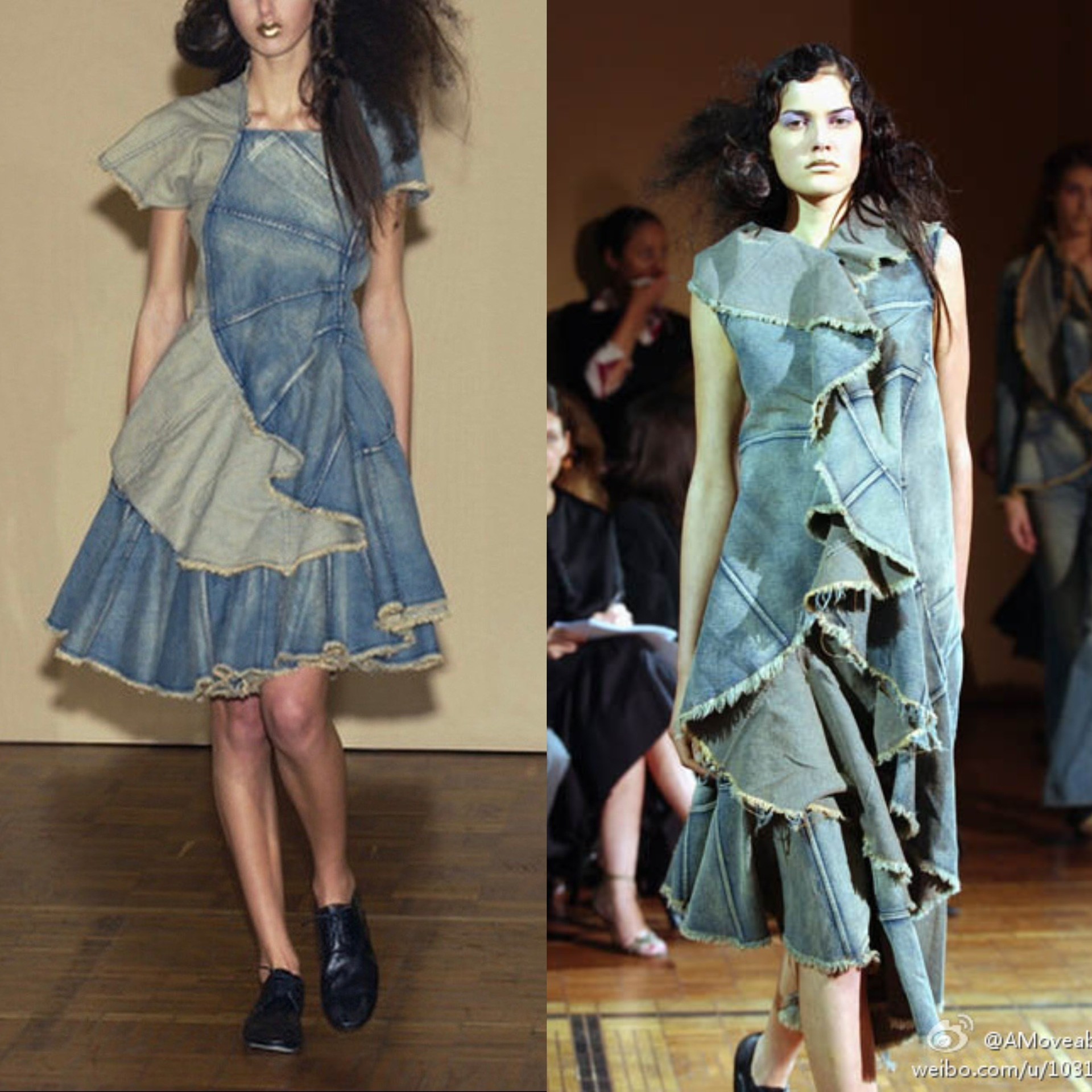 Junya Watanabe Tiered Denim Skirt — front
