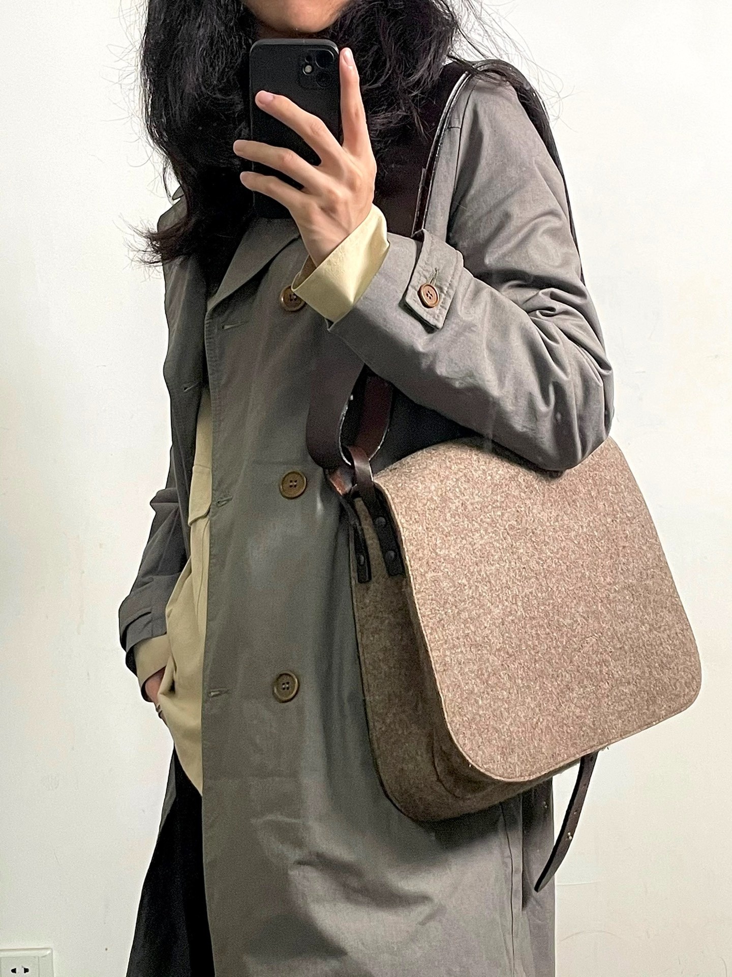 Dries Van Noten Felt Messenger Bag — front