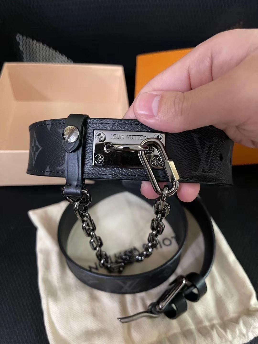 Louis Vuitton Monogram Chain Belt — front