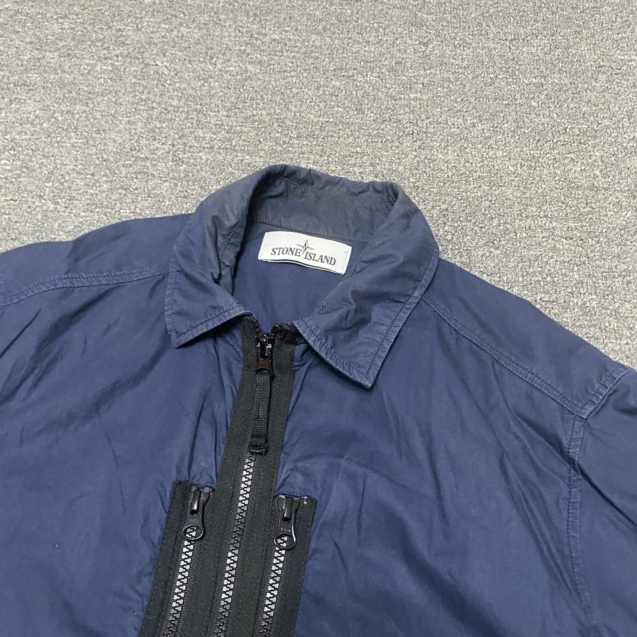 Stone Island Navy Zip-Up Jacket — detail
