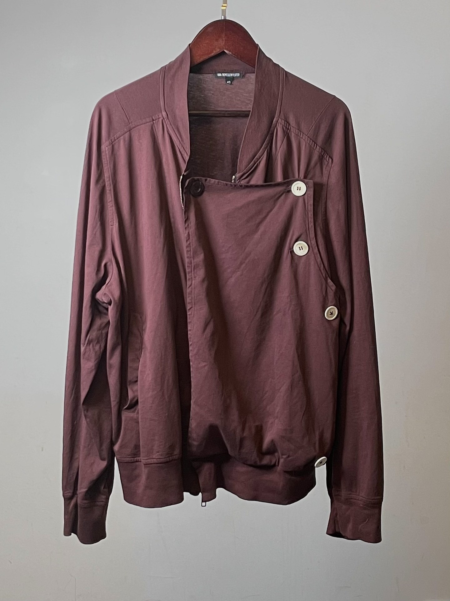 Ann Demeulemeester Maroon Bomber Jacket — detail