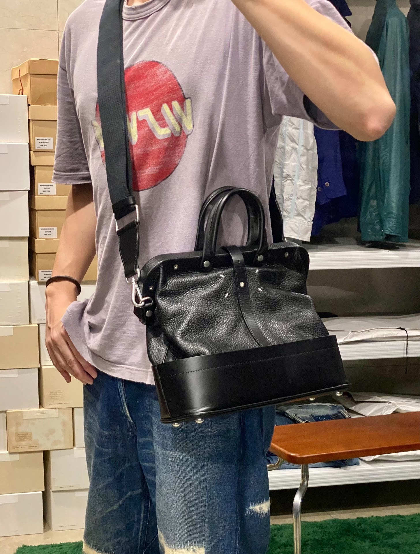 Maison Margiela Black Bowling Bag — front