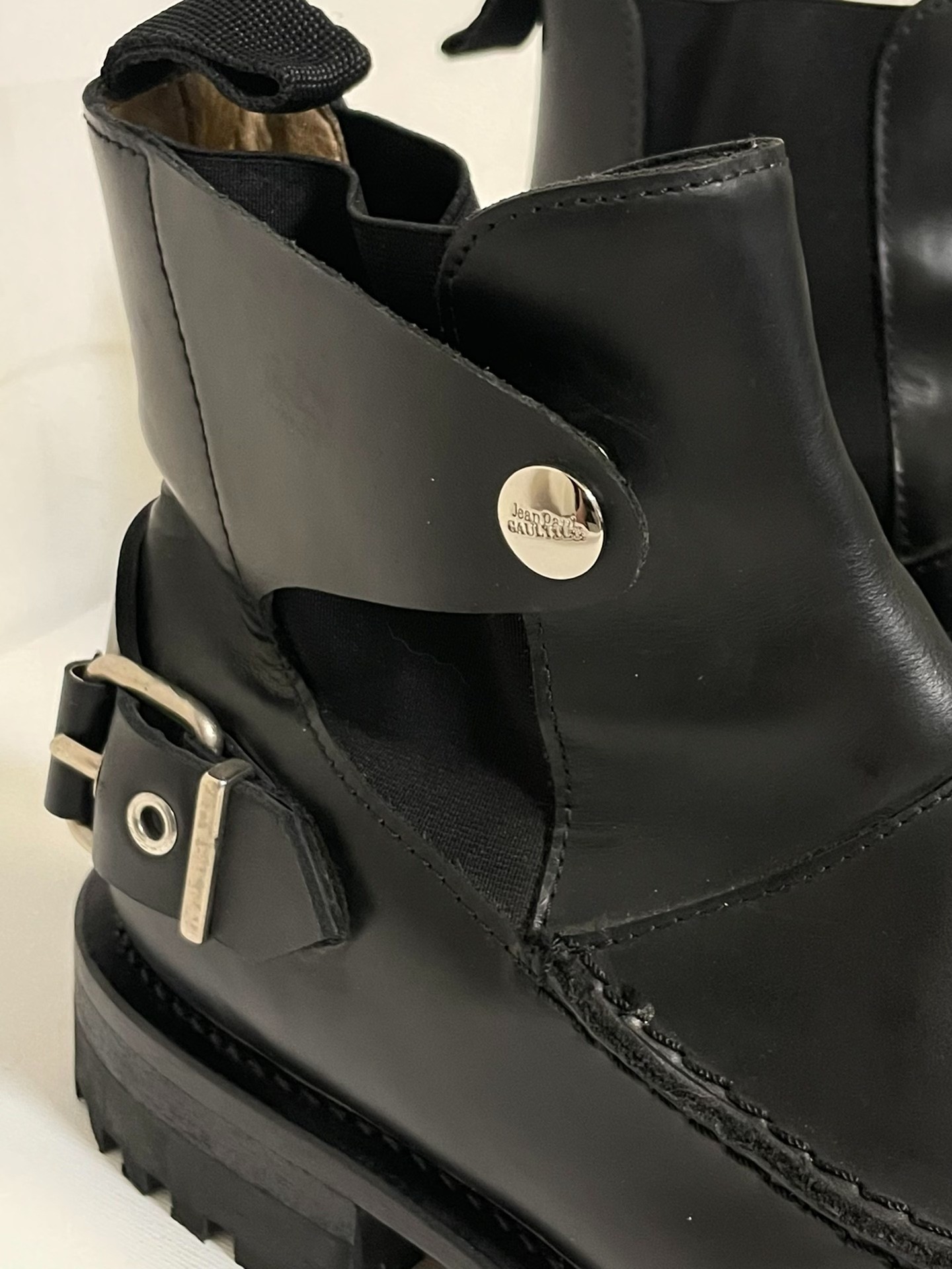 Jean Paul Gaultier Black Combat Boots — label