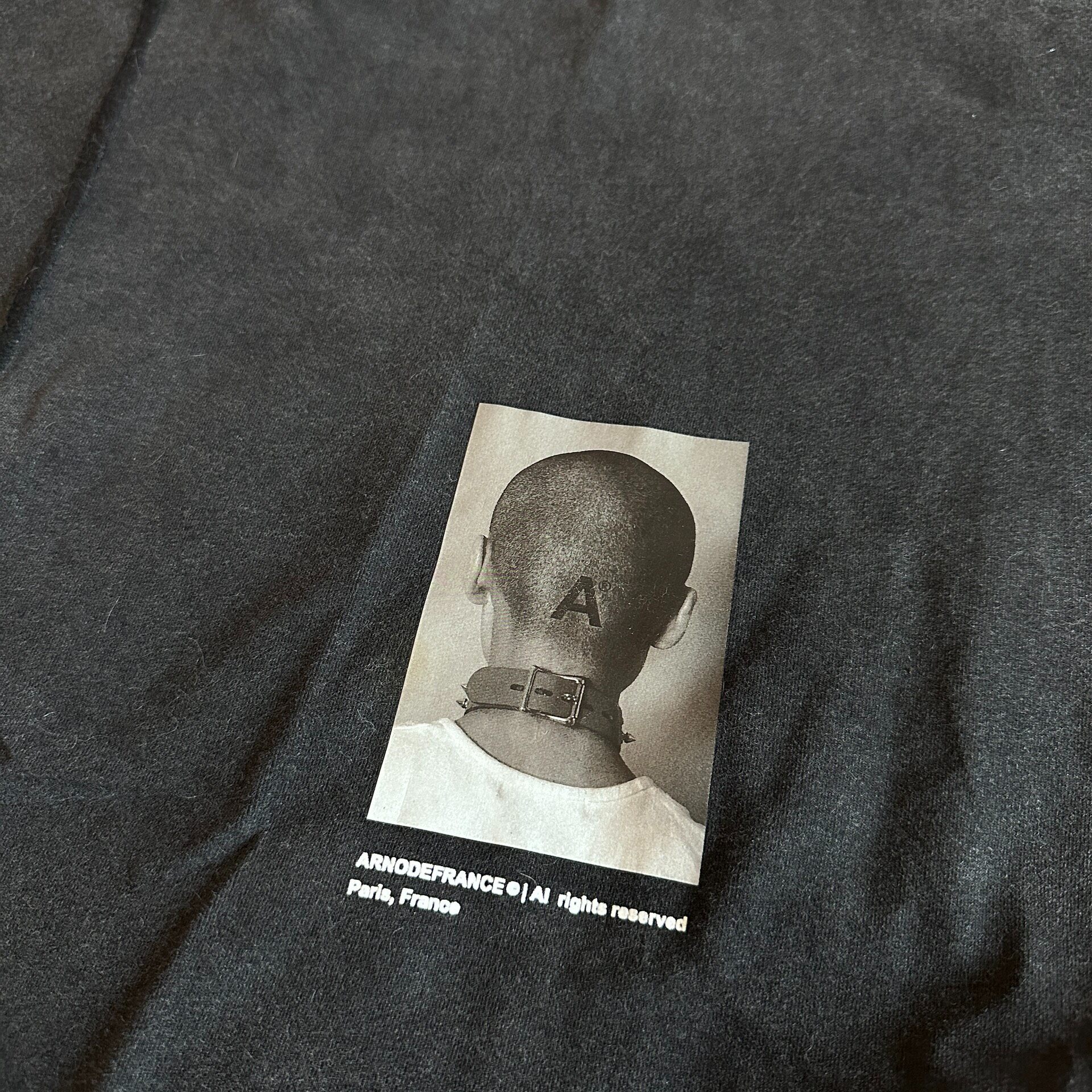 Arnodefrance Faded Charcoal Short Sleeve Tee — detail