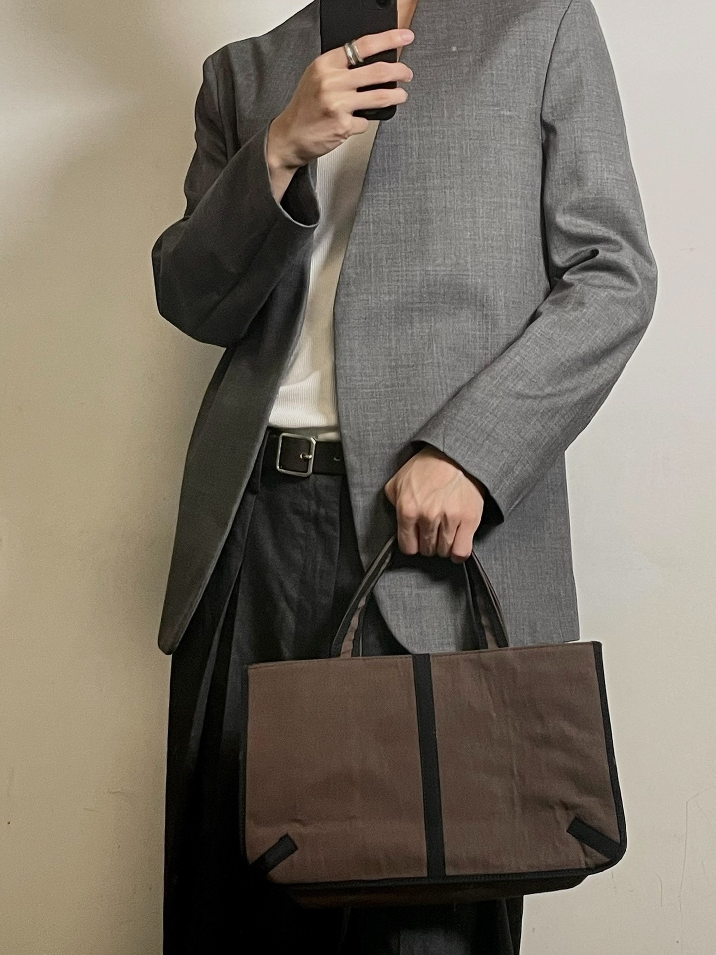 Dries Van Noten Brown Cotton Handbag — front