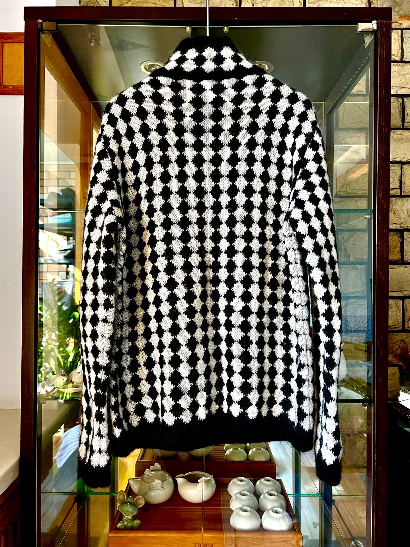 Saint Laurent 21FW Argyle Turtleneck Sweater — back