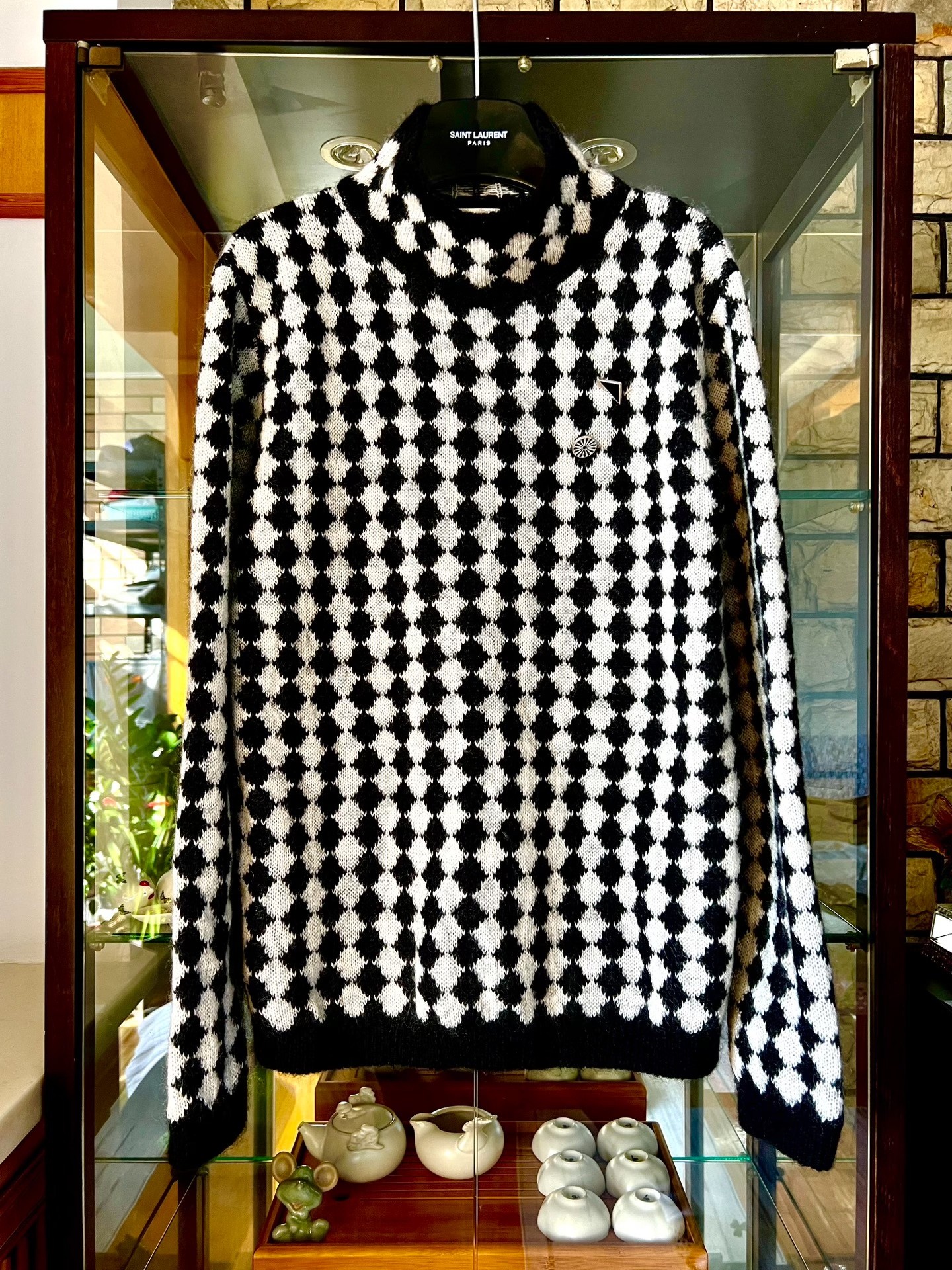 Saint Laurent 21FW Argyle Turtleneck Sweater