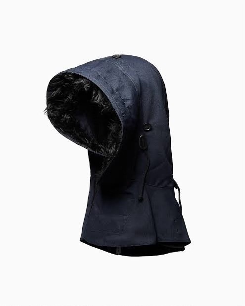 Comme des Garçons Fur-Lined Navy Hood — label
