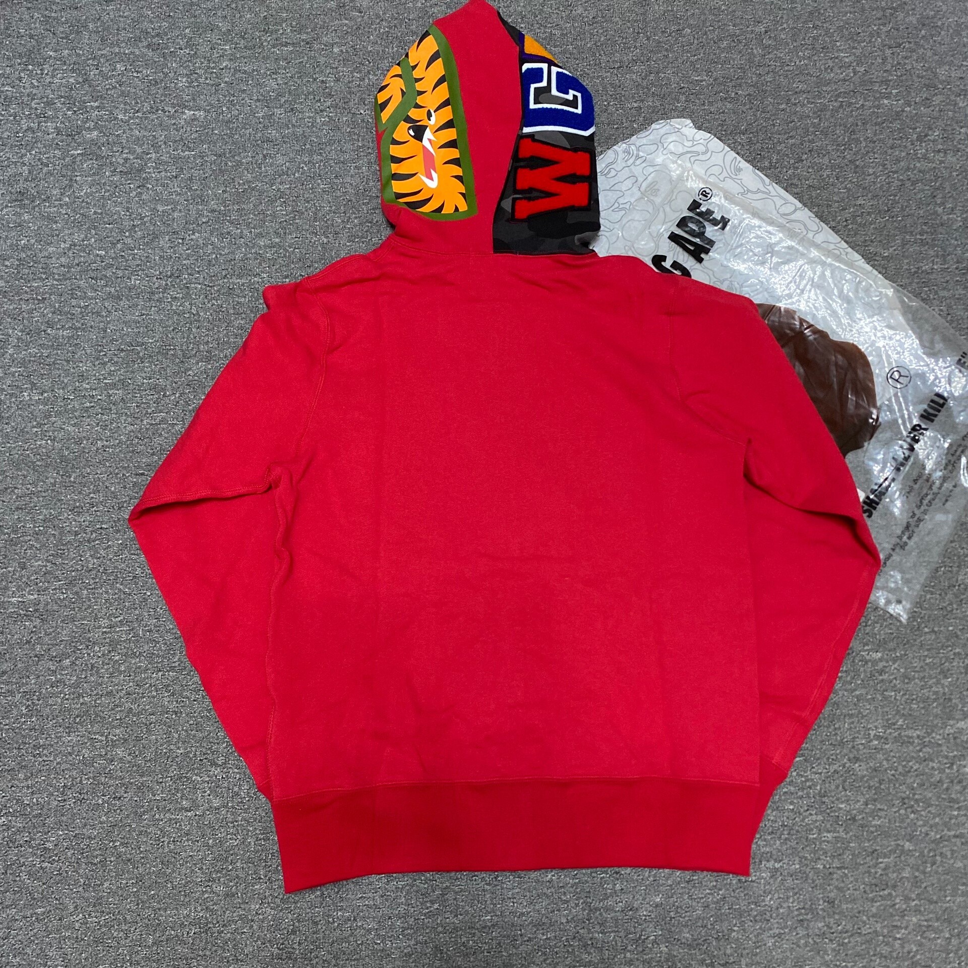 Bape Red Shark Zip Hoodie — detail