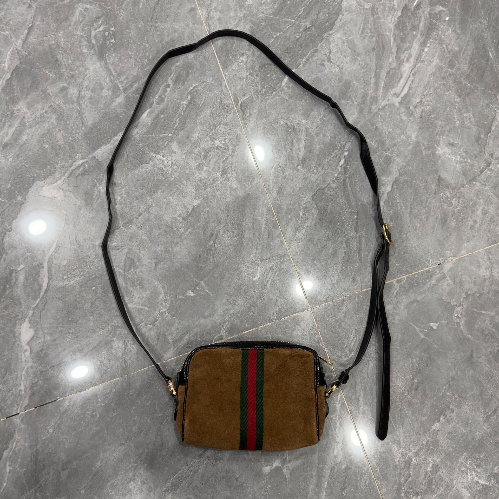 Gucci Ophidia Suede Camera Crossbody Bag — front