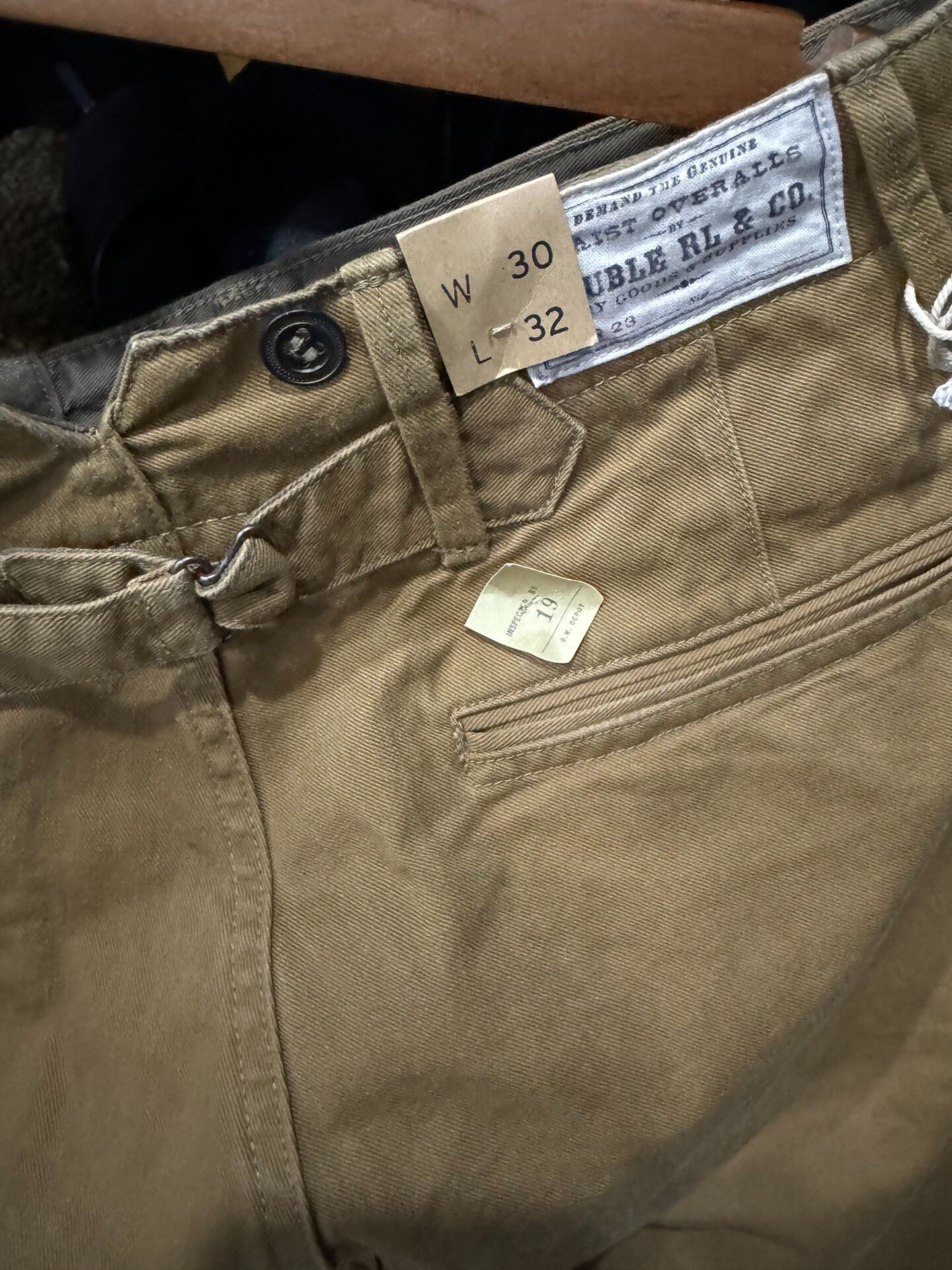 RRL New Lumberjack Work Pants — label