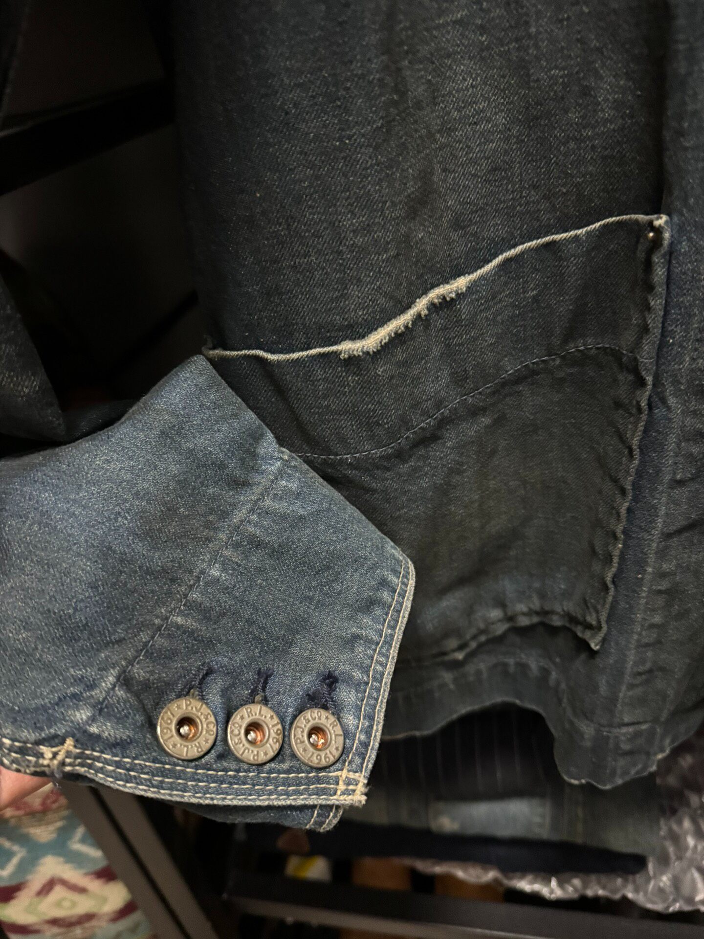 Faded Blue RRL Denim Jacket — label