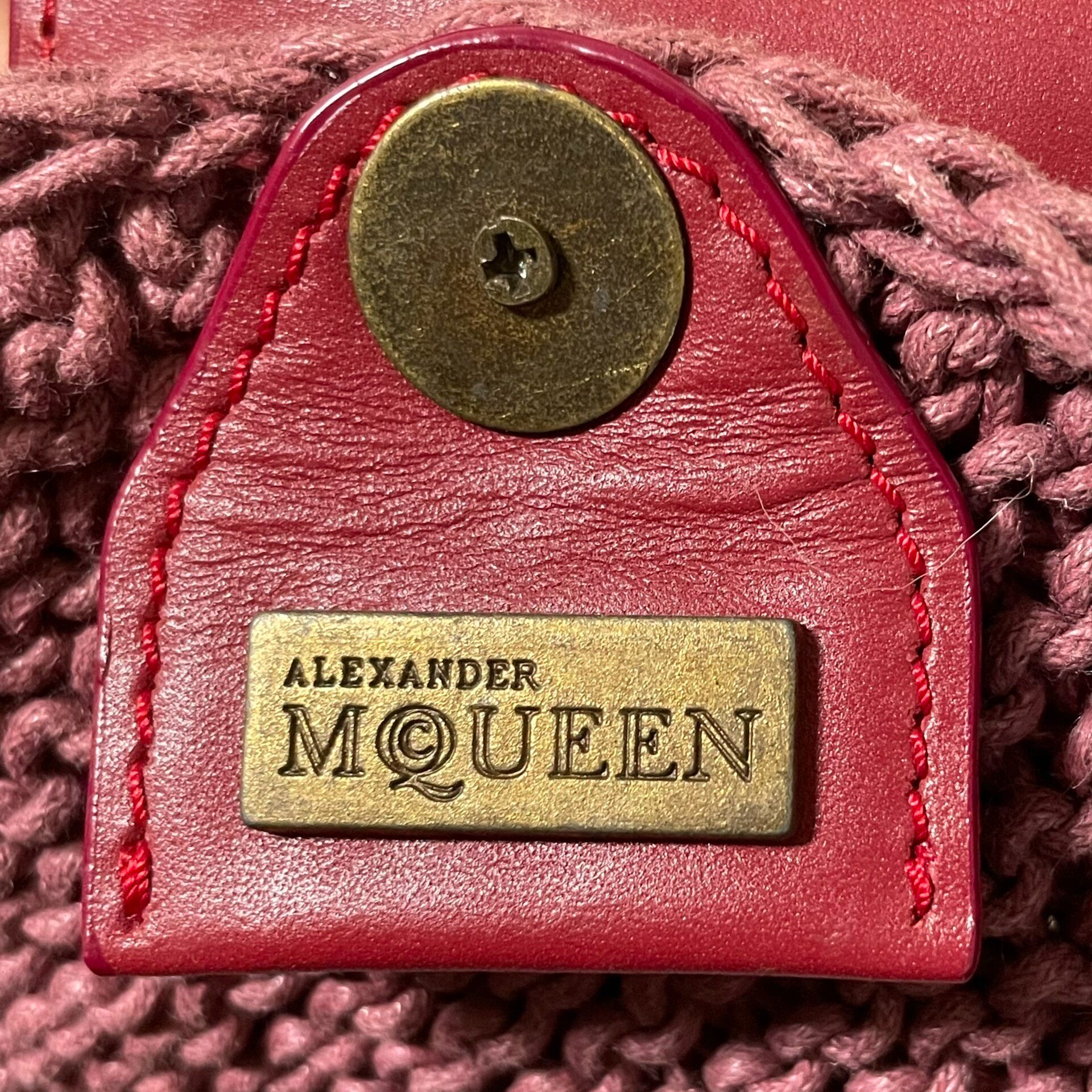 Alexander McQueen Vermilion Red Biker Bag — label