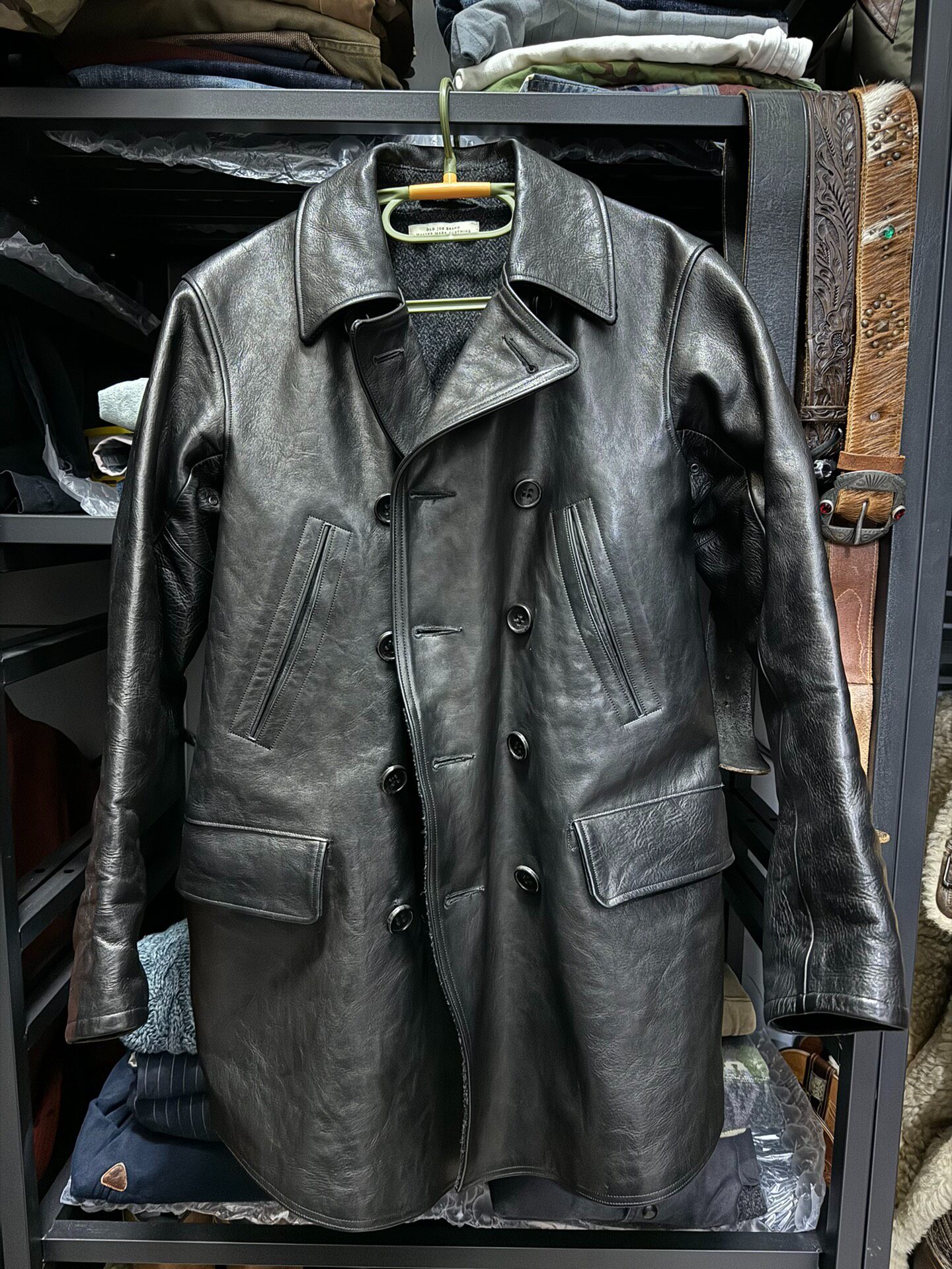 RRL Double-breasted Horsehide Leather Coat