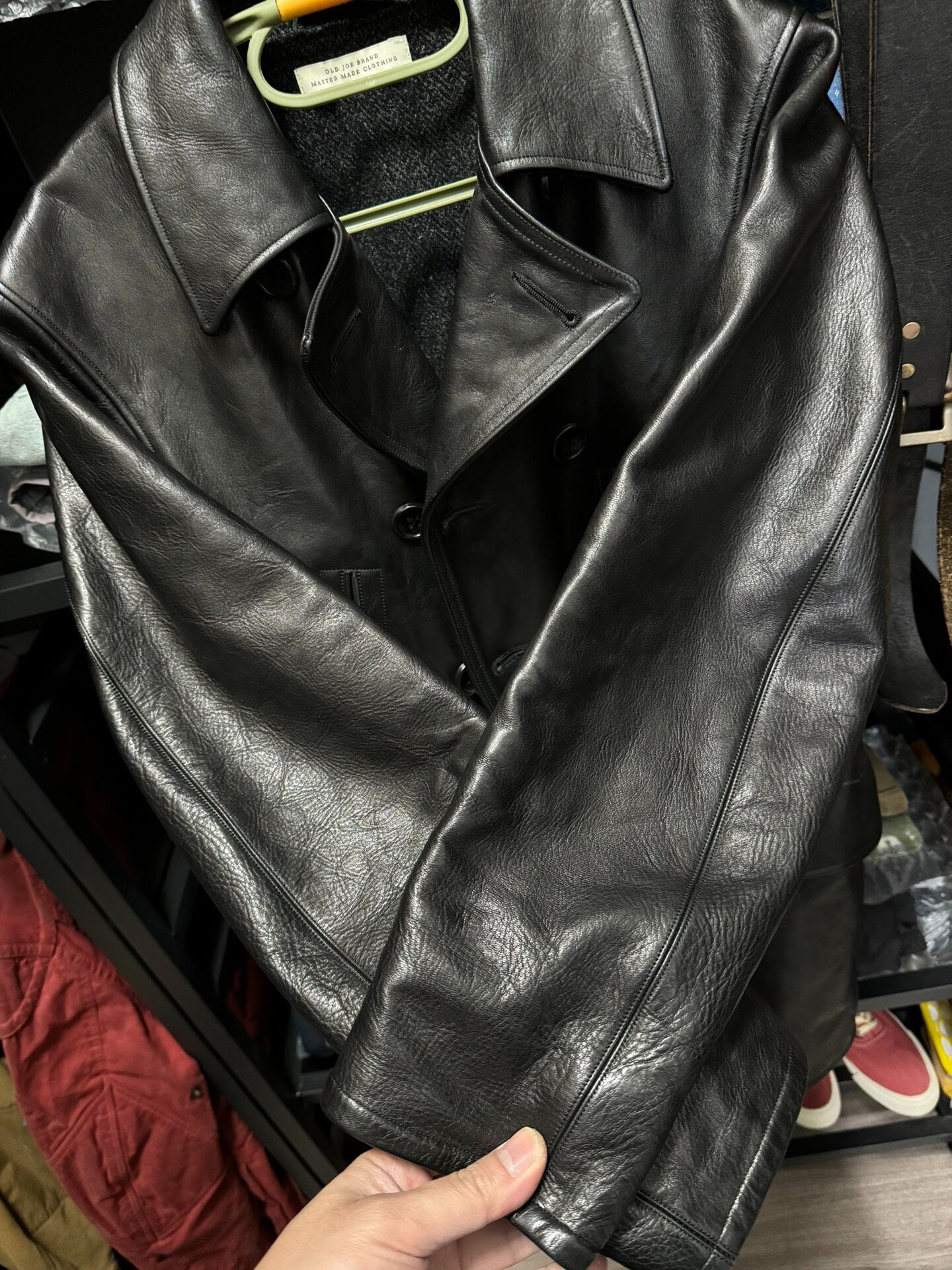 RRL Double-breasted Horsehide Leather Coat — detail