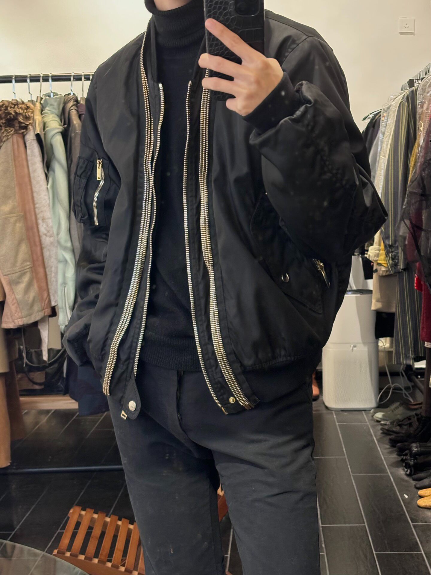 Alexander McQueen AW2014 Black Gold Bomber — front