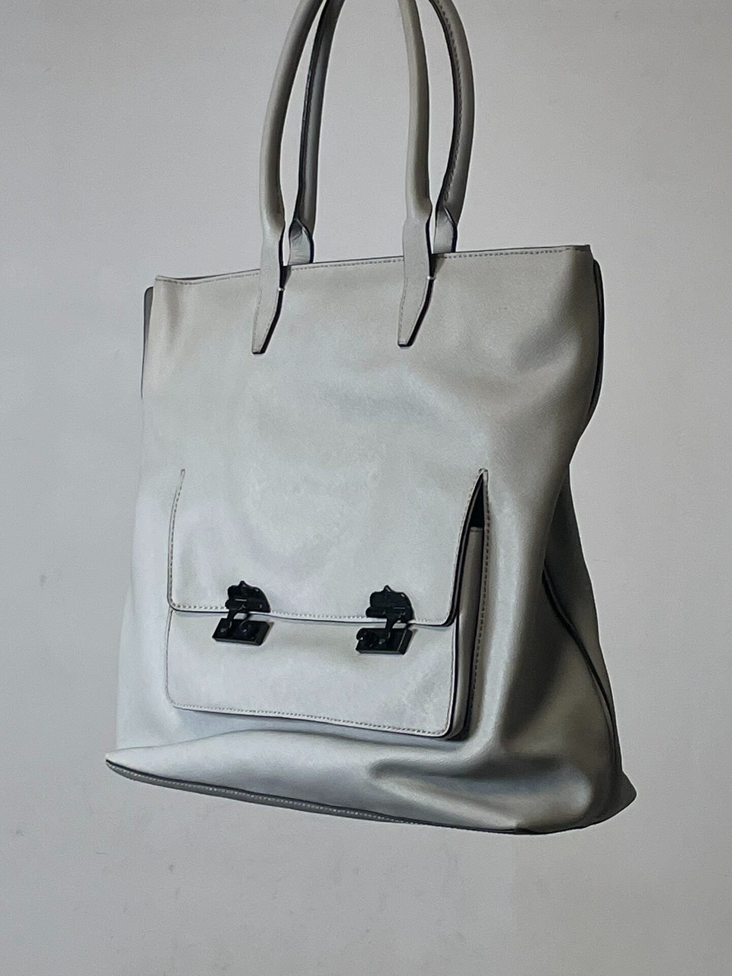 Alexander McQueen Silver Gray Handbag — front