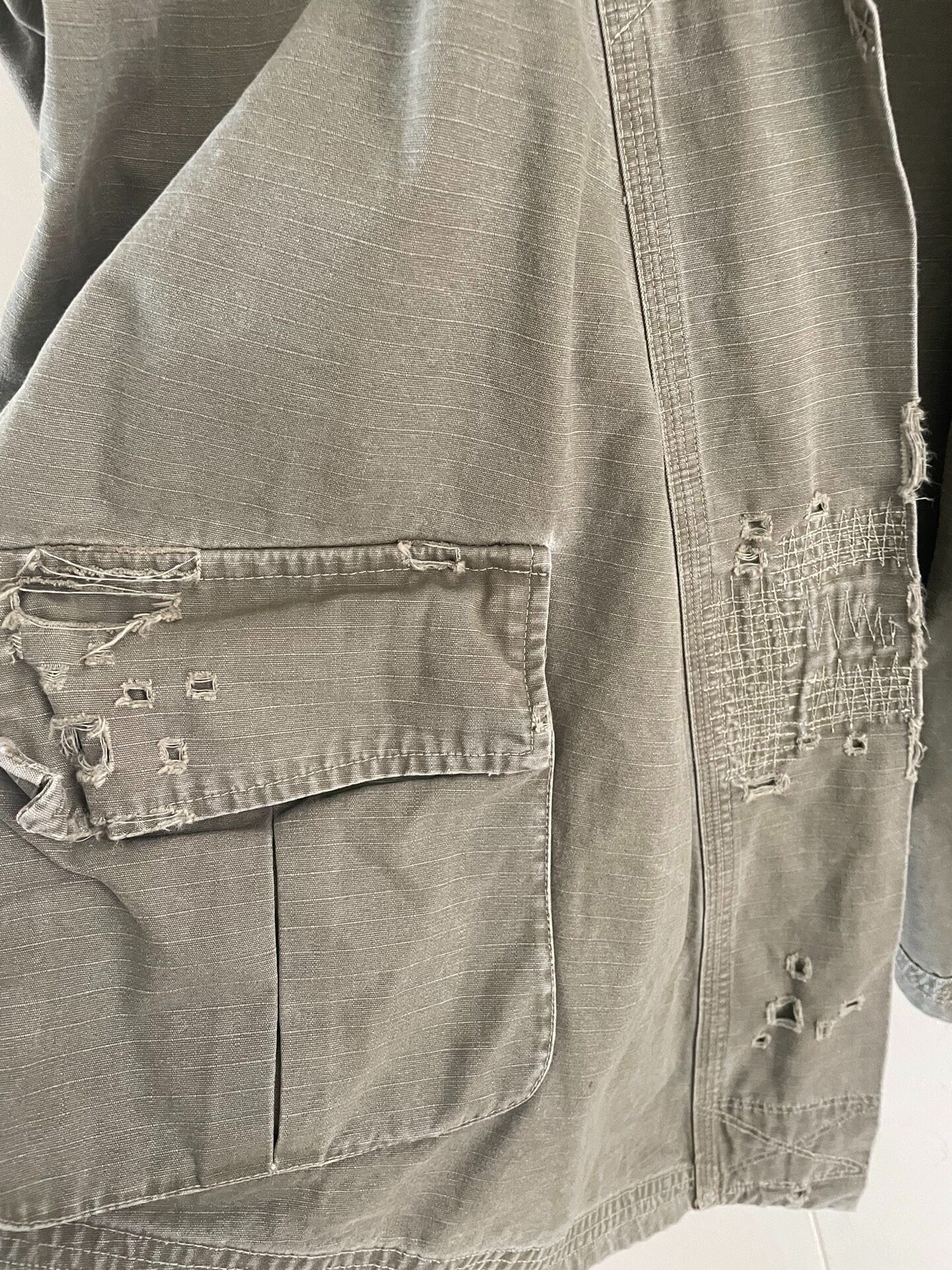 Greg Lauren Olive Green Kimono Jacket — label