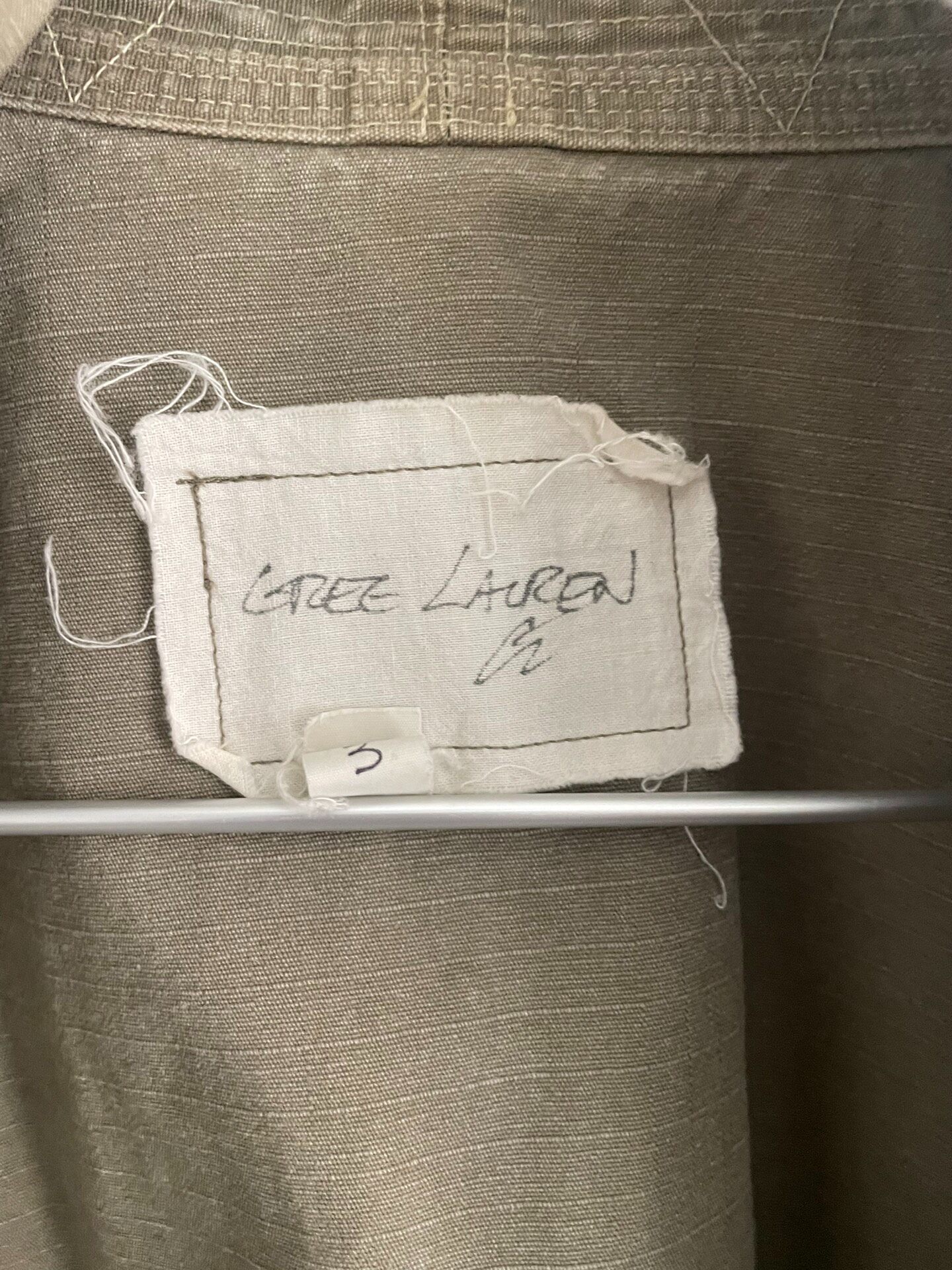 Greg Lauren Olive Green Kimono Jacket — detail