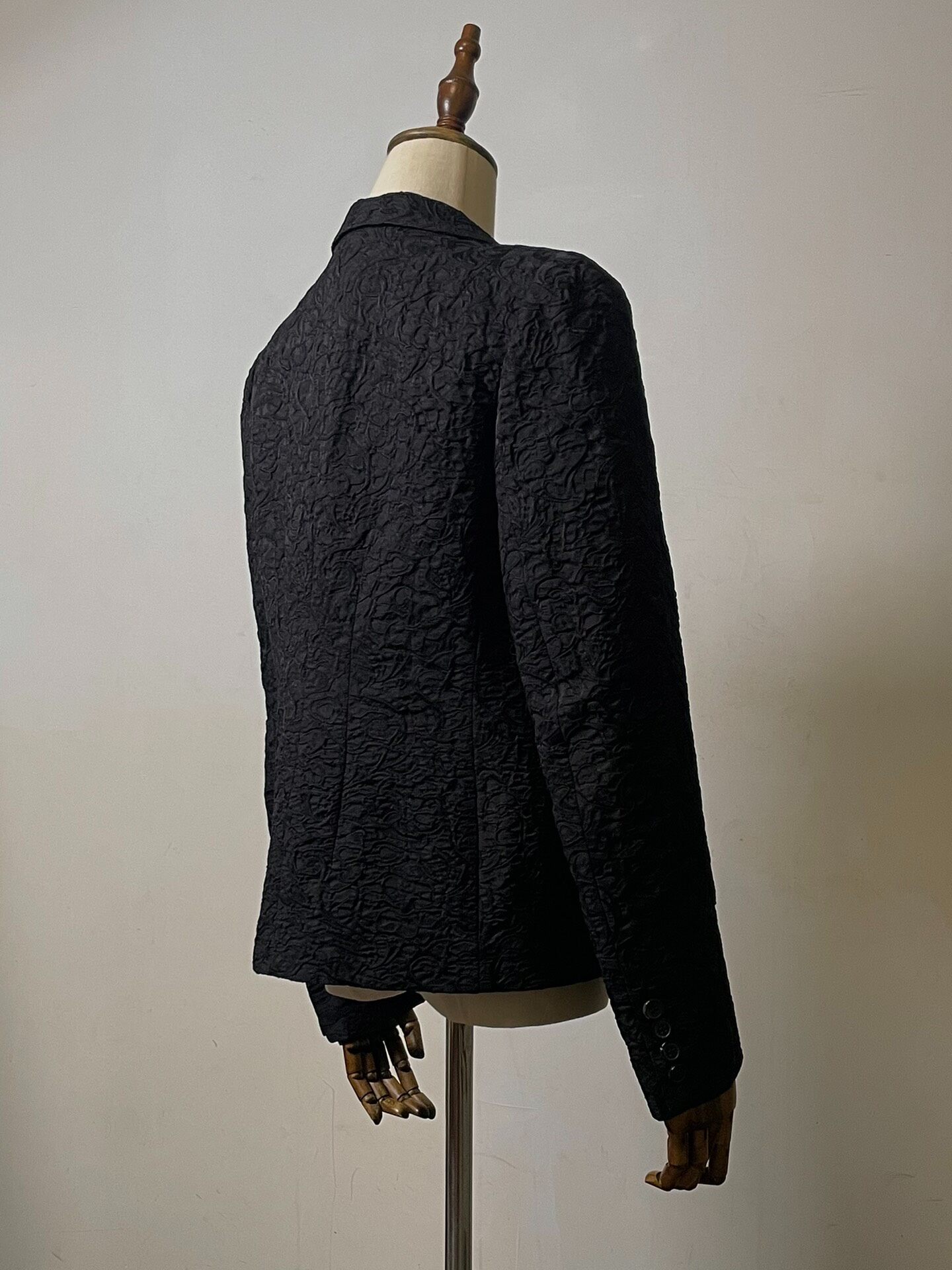 Dries Van Noten Black Brocade Suit Jacket — label