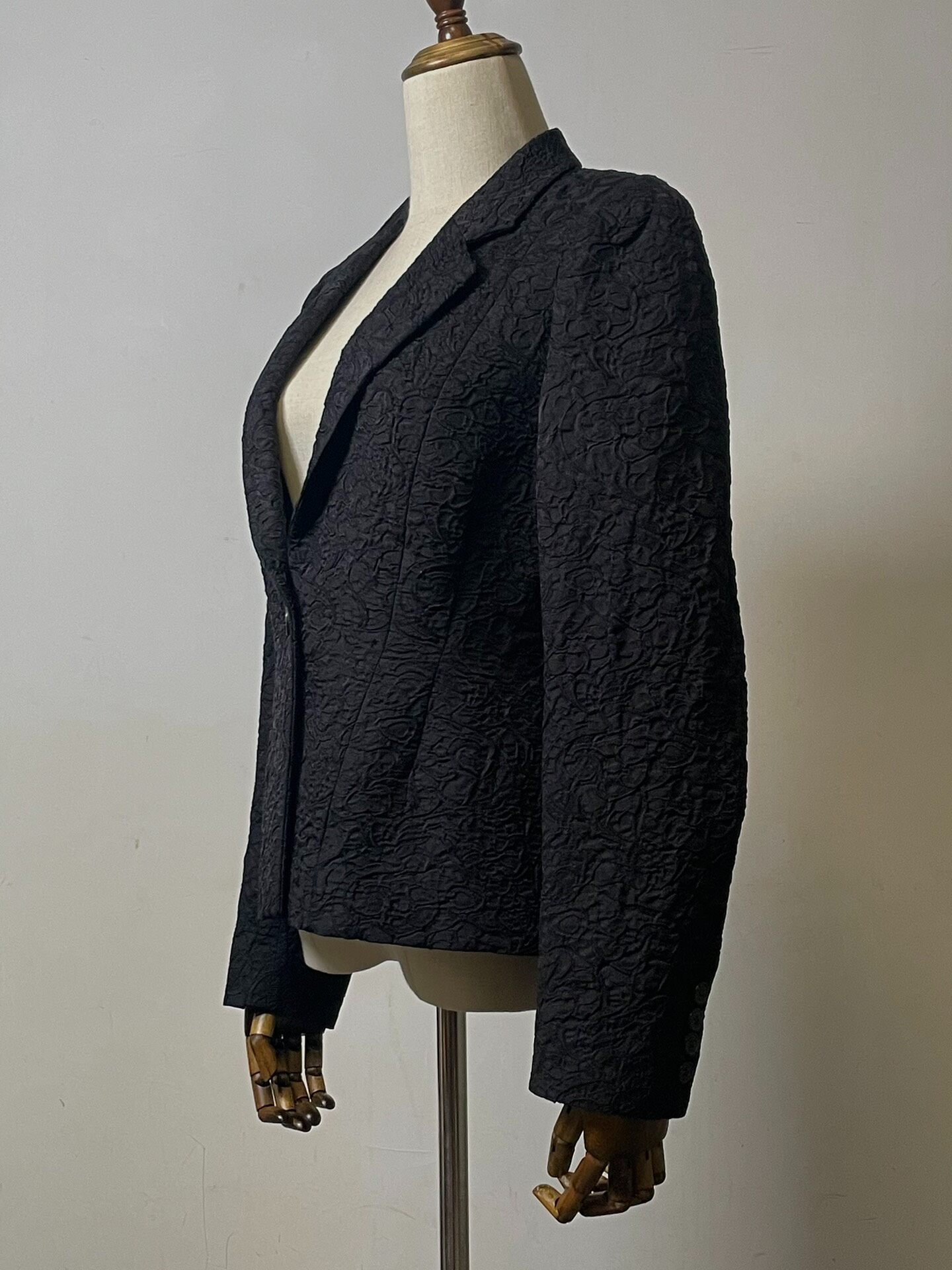 Dries Van Noten Black Brocade Suit Jacket — detail