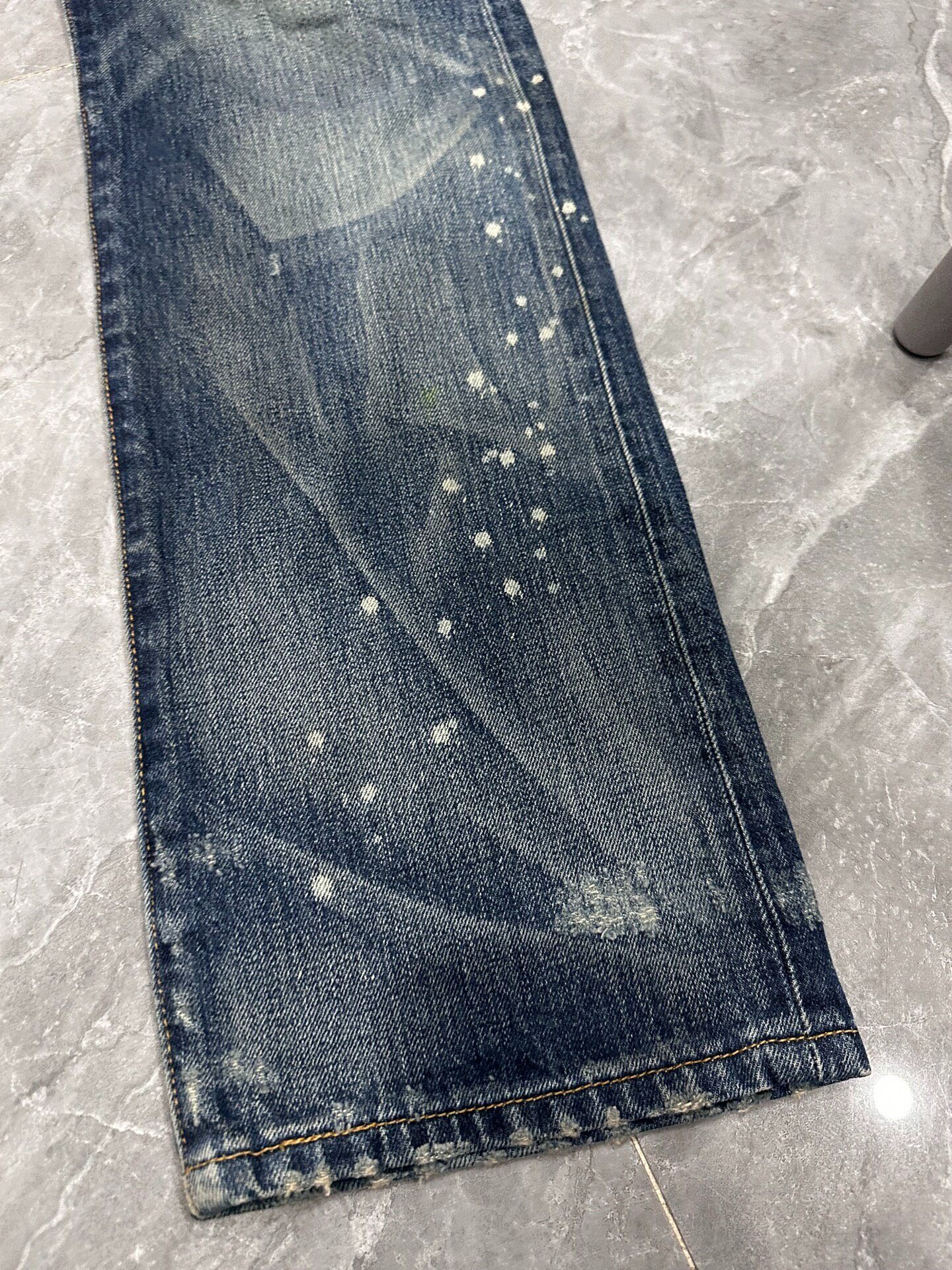 Levi's 501 Distressed Dark Blue Jeans — back