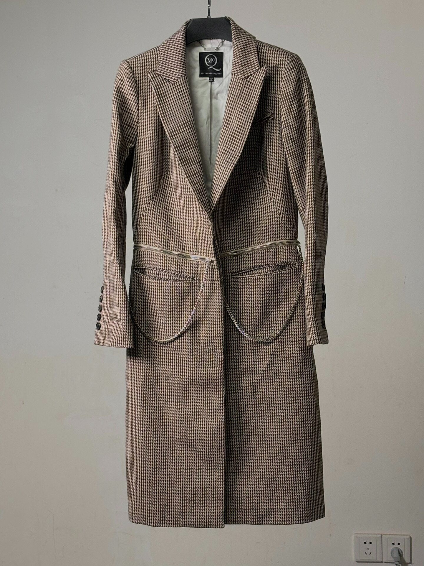 Alexander McQueen F/W12 Houndstooth Wool Zip Coat