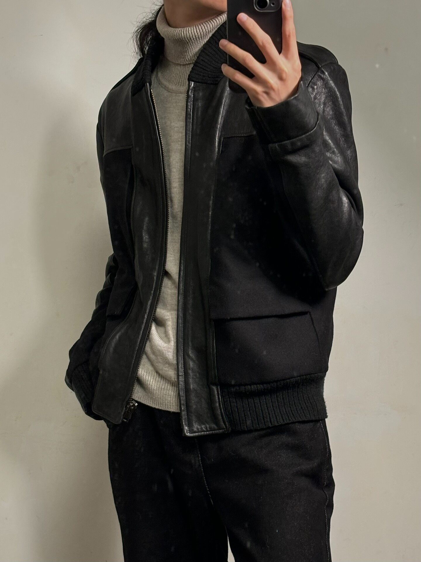 Maison Martin Margiela 2014 Wool Leather Jacket — front
