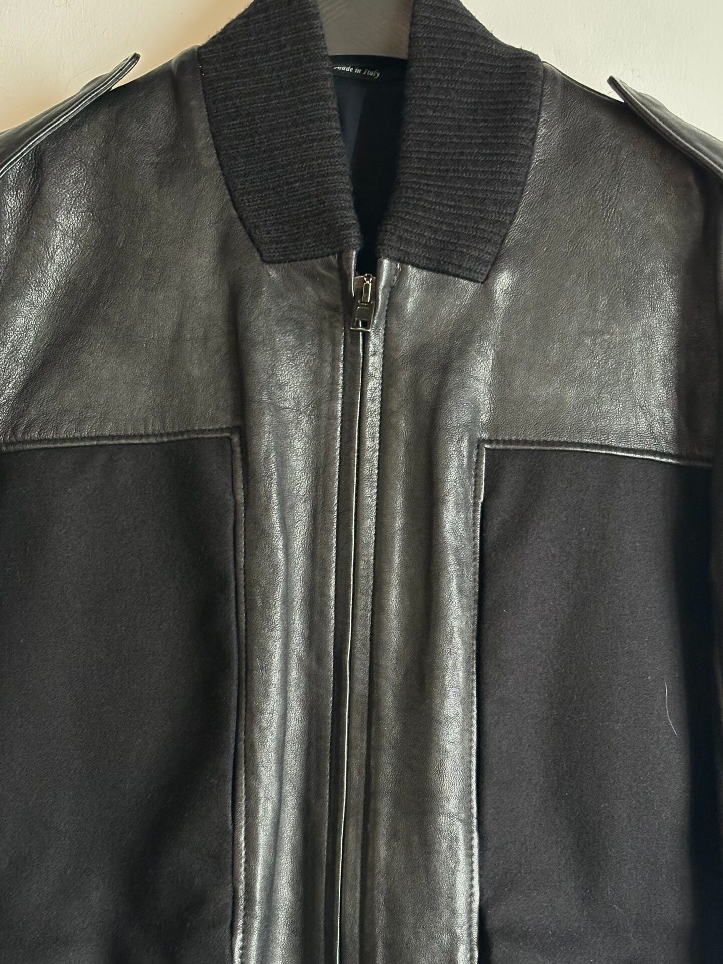 Maison Martin Margiela 2014 Wool Leather Jacket — detail