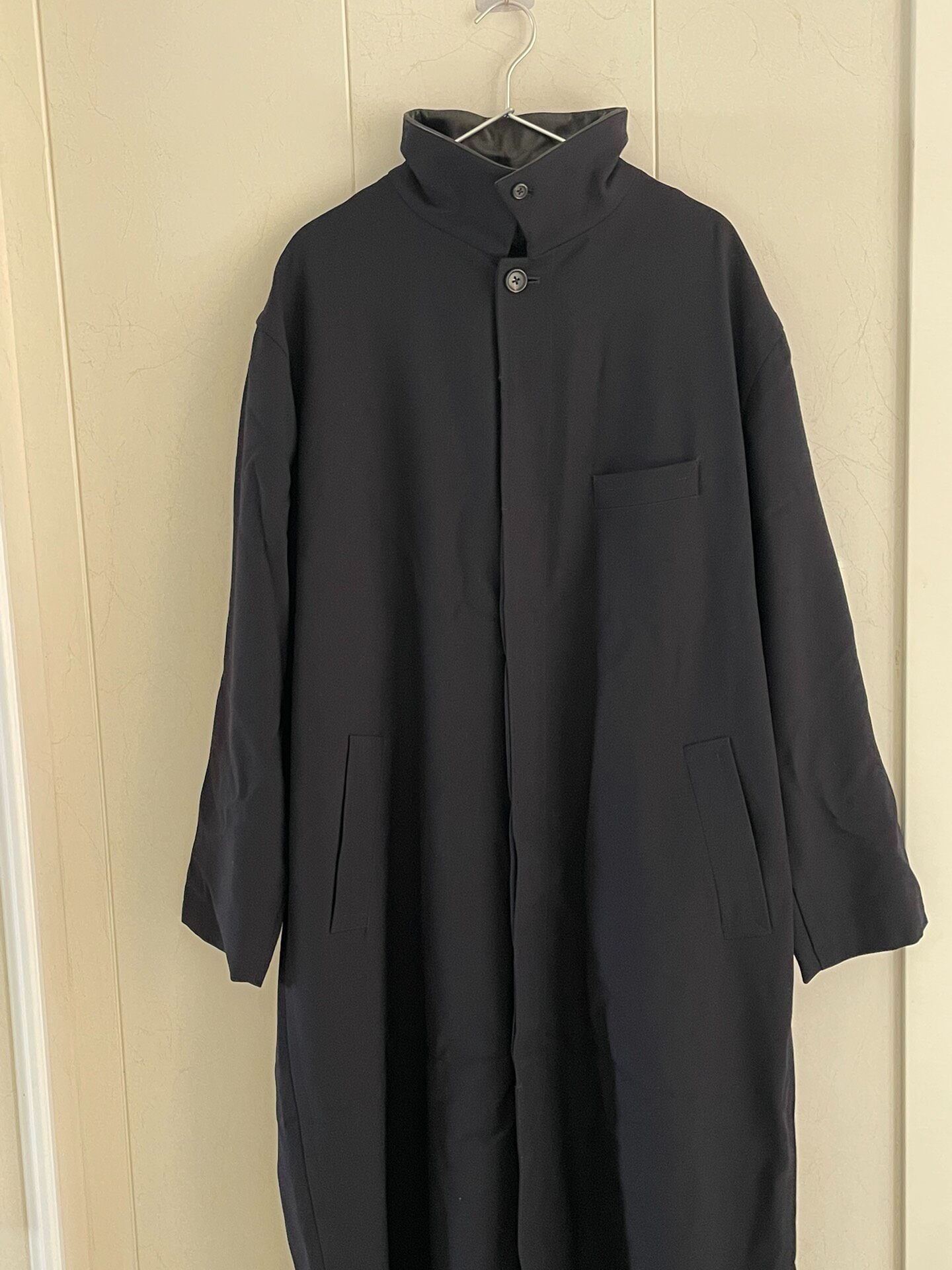 Yohji Yamamoto 91AW Leather Collar Coat — front