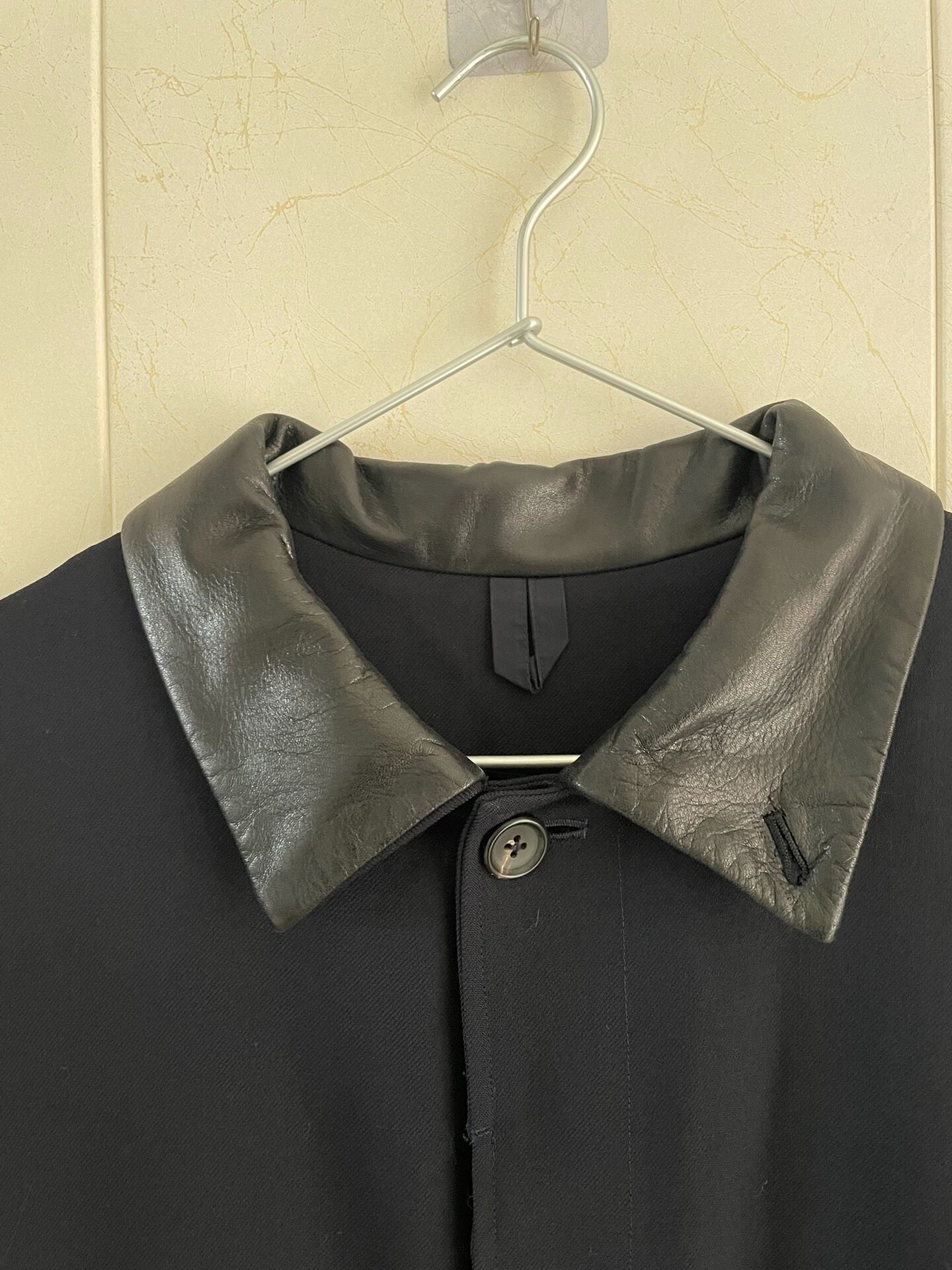 Yohji Yamamoto 91AW Leather Collar Coat — back