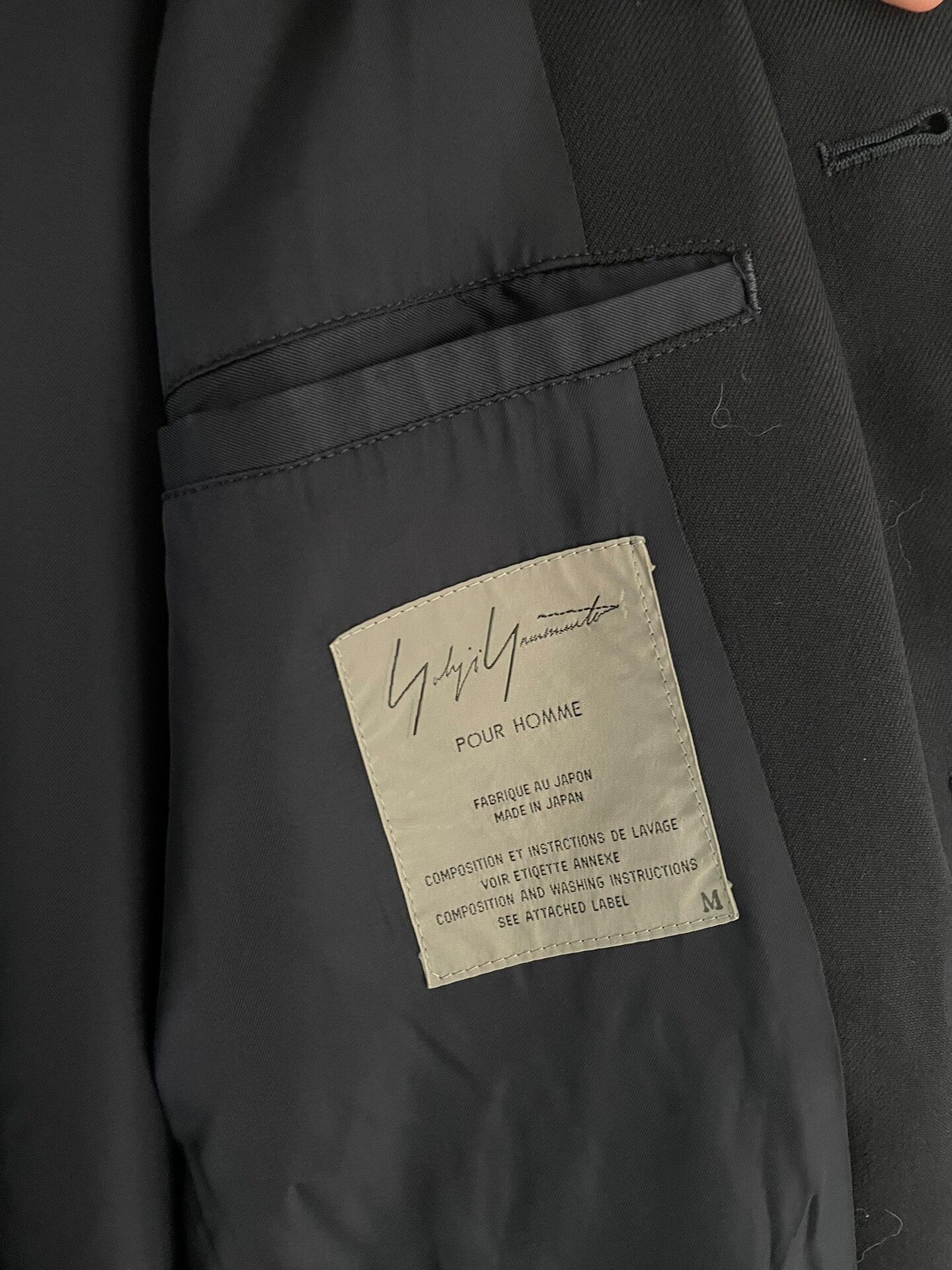 Yohji Yamamoto 91AW Leather Collar Coat — label