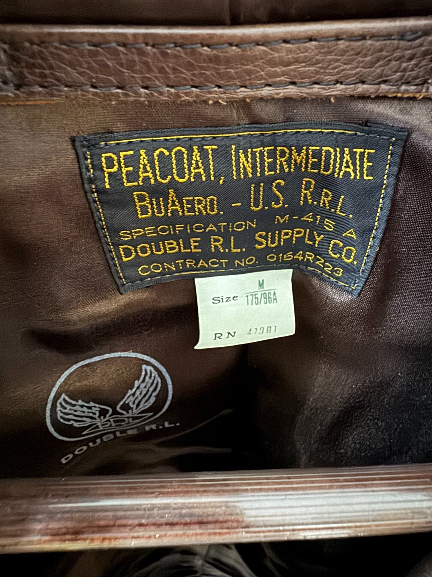 RRL Vintage 740 Leather Peacoat — front