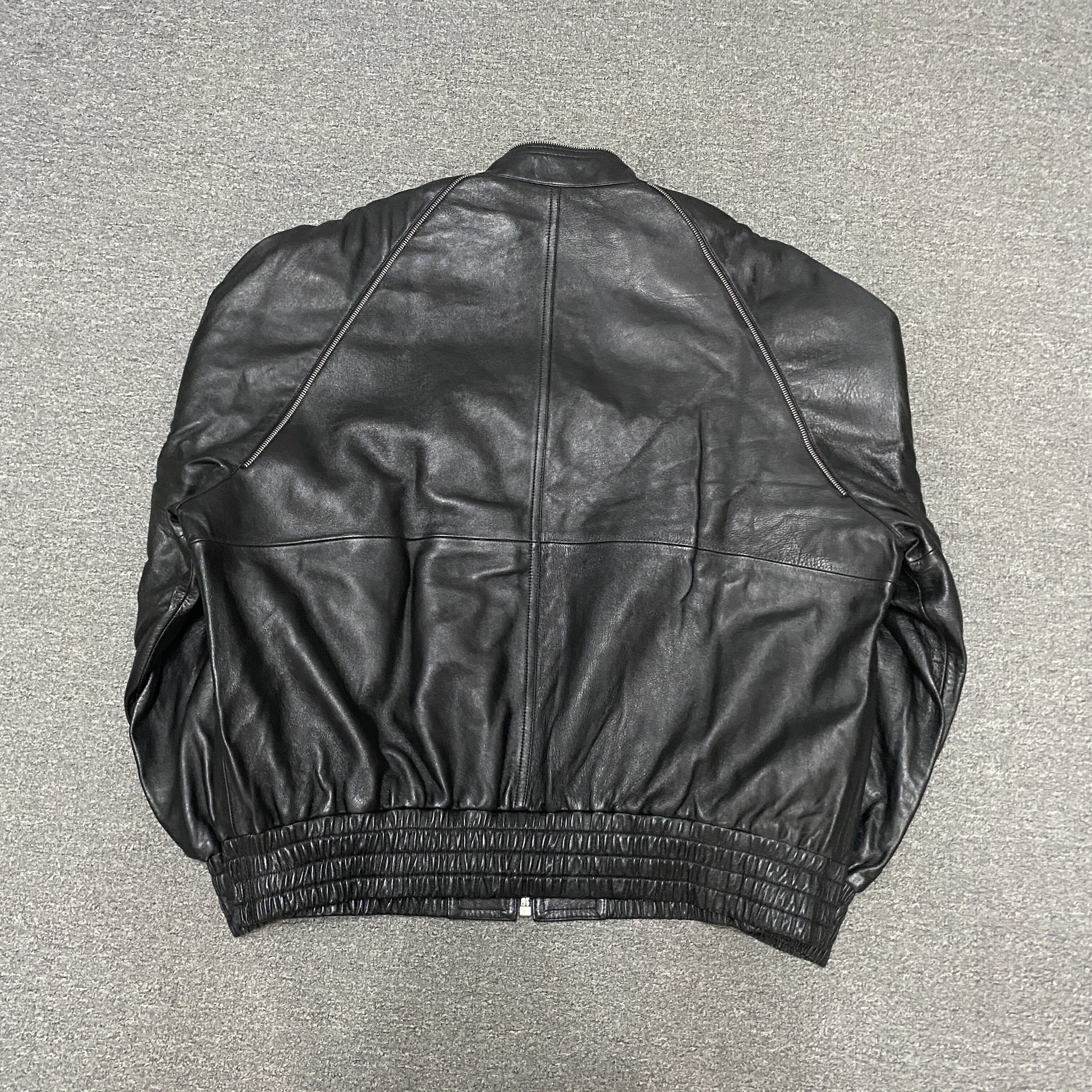 Celine Black Leather Bomber Jacket — detail