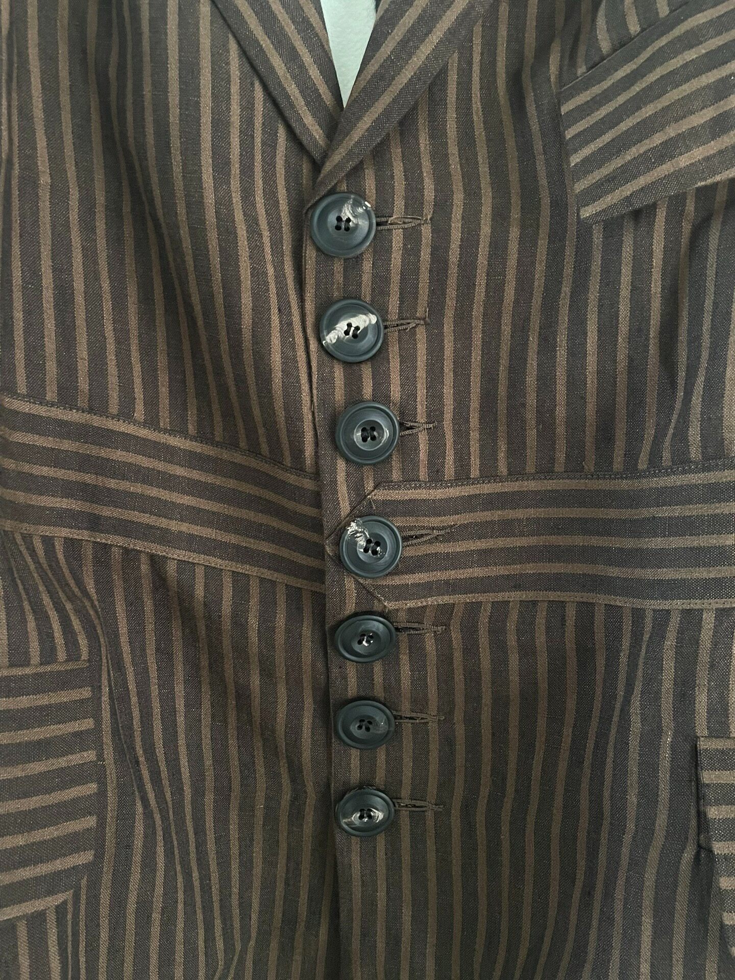 John Alexander Skelton 22SS Linen Stripe Jacket — detail
