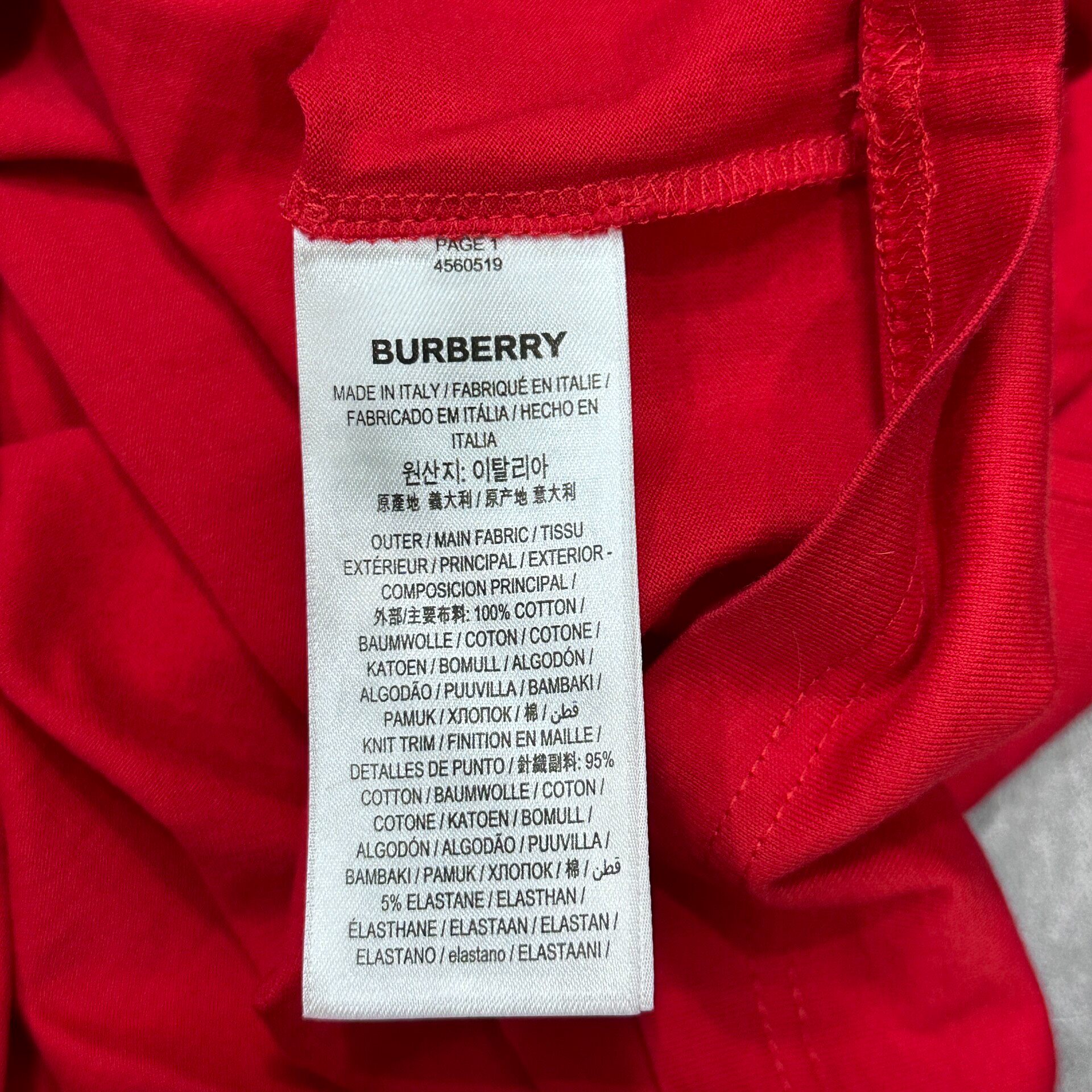 Burberry Deer Print Short Sleeve T-Shirt — label