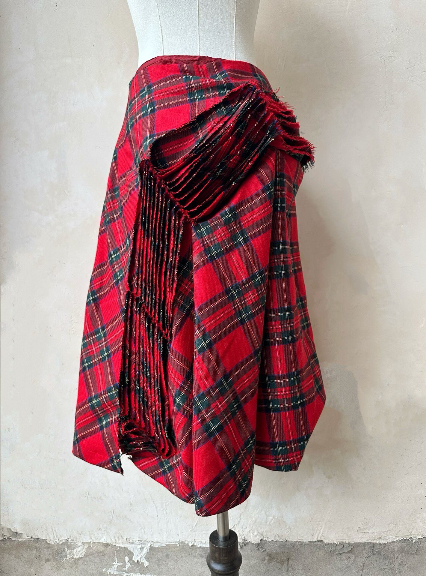 Junya Watanabe Layered Plaid Midi Skirt
