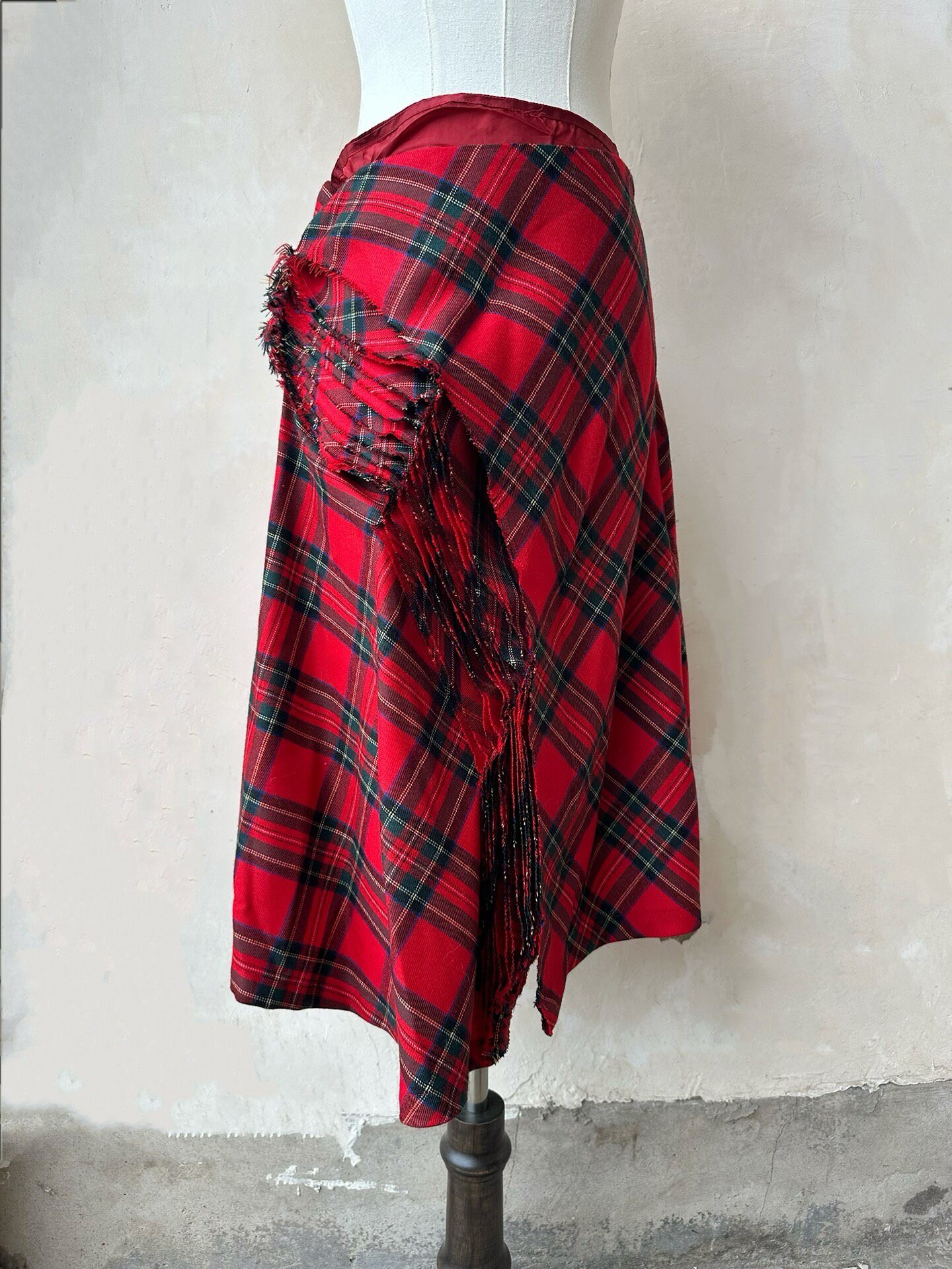 Junya Watanabe Layered Plaid Midi Skirt — detail