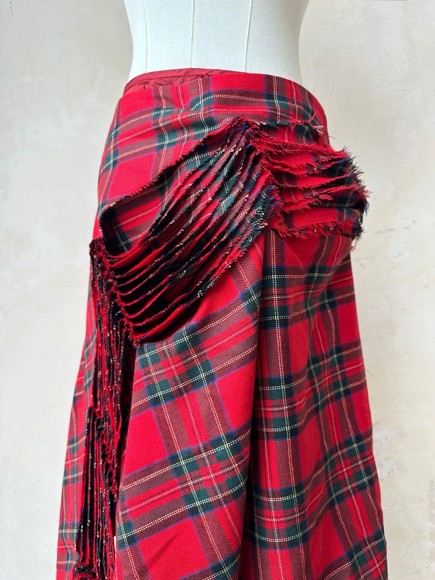 Junya Watanabe Layered Plaid Midi Skirt — back