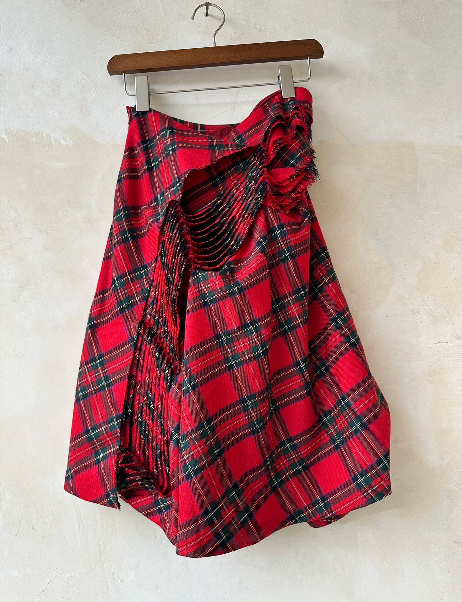 Junya Watanabe Layered Plaid Midi Skirt — label