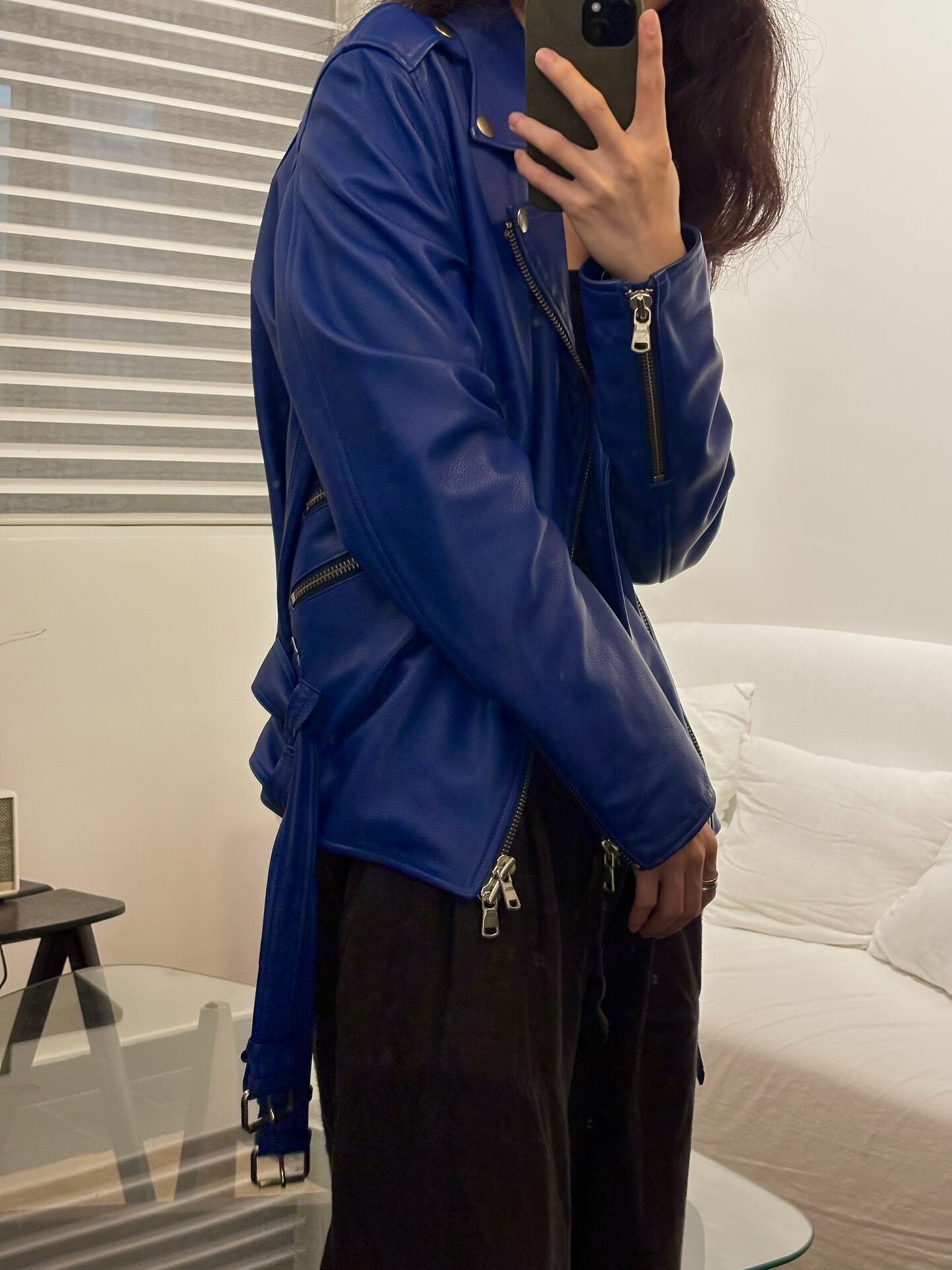 Jean Paul Gaultier Klein Blue Moto Jacket — front