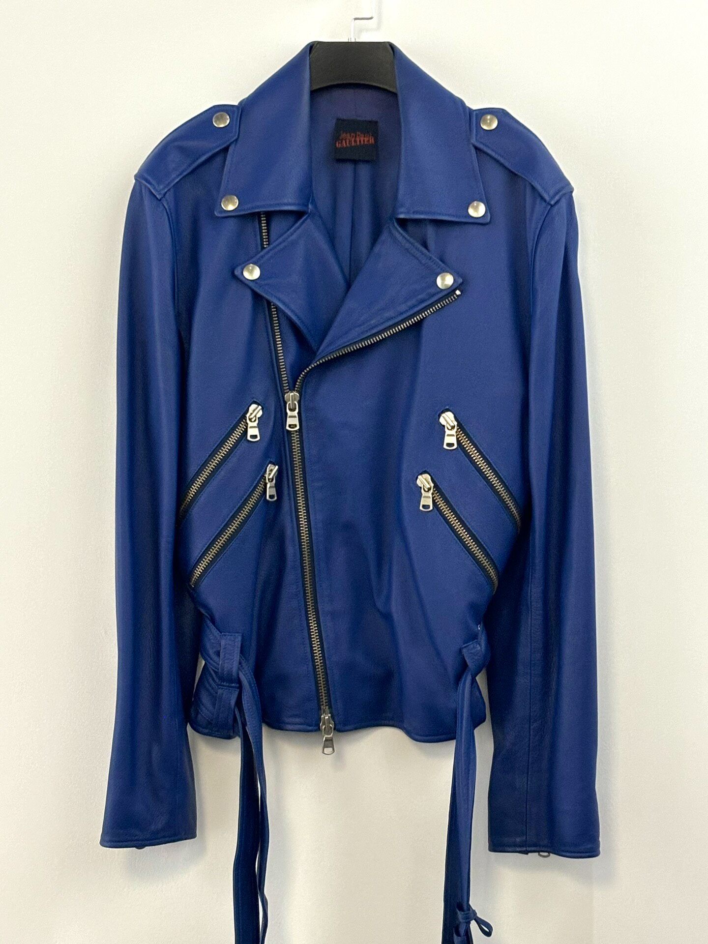 Jean Paul Gaultier Klein Blue Moto Jacket — detail