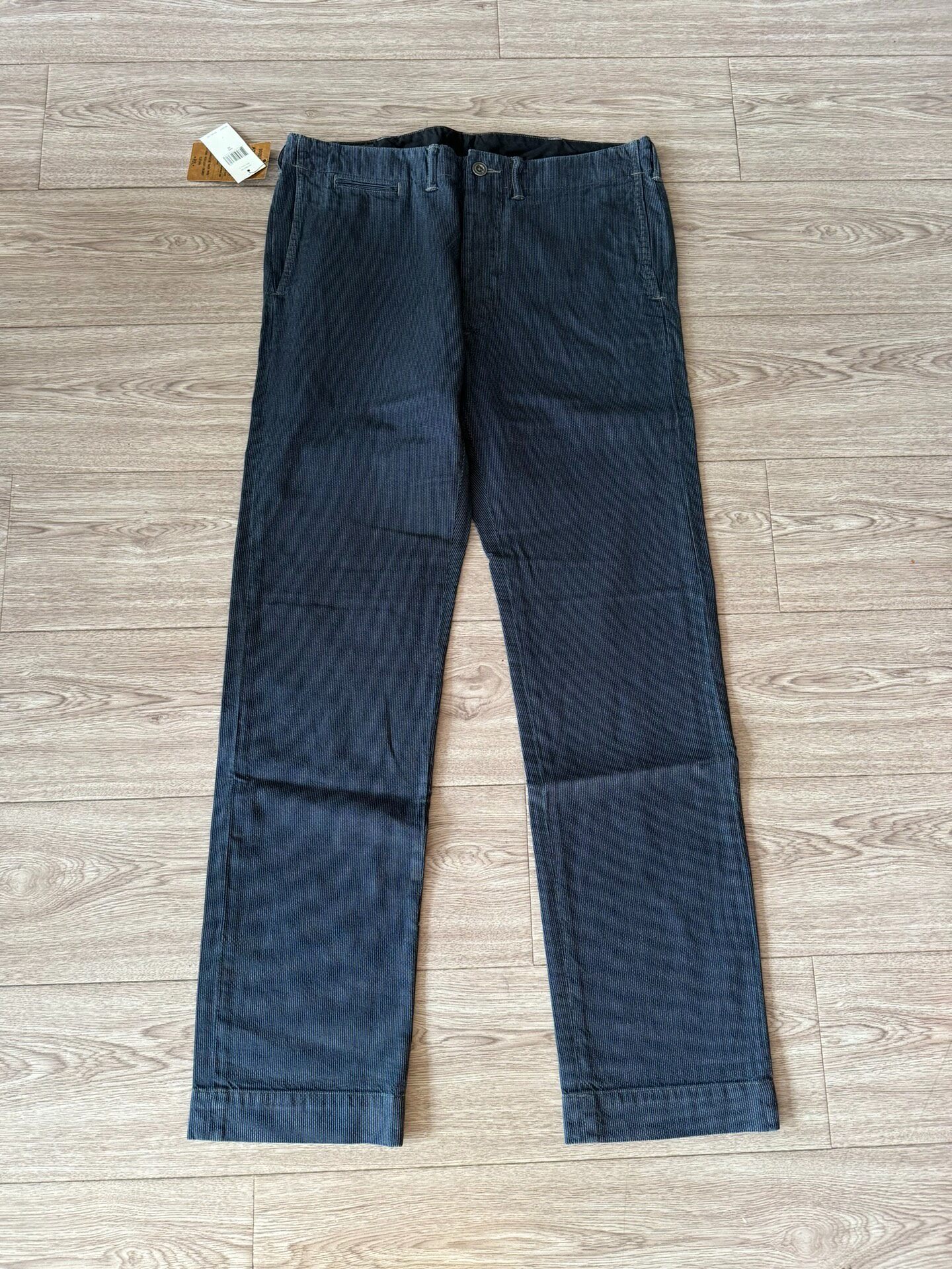 RRL Blue Wabash Slim Straight Trousers